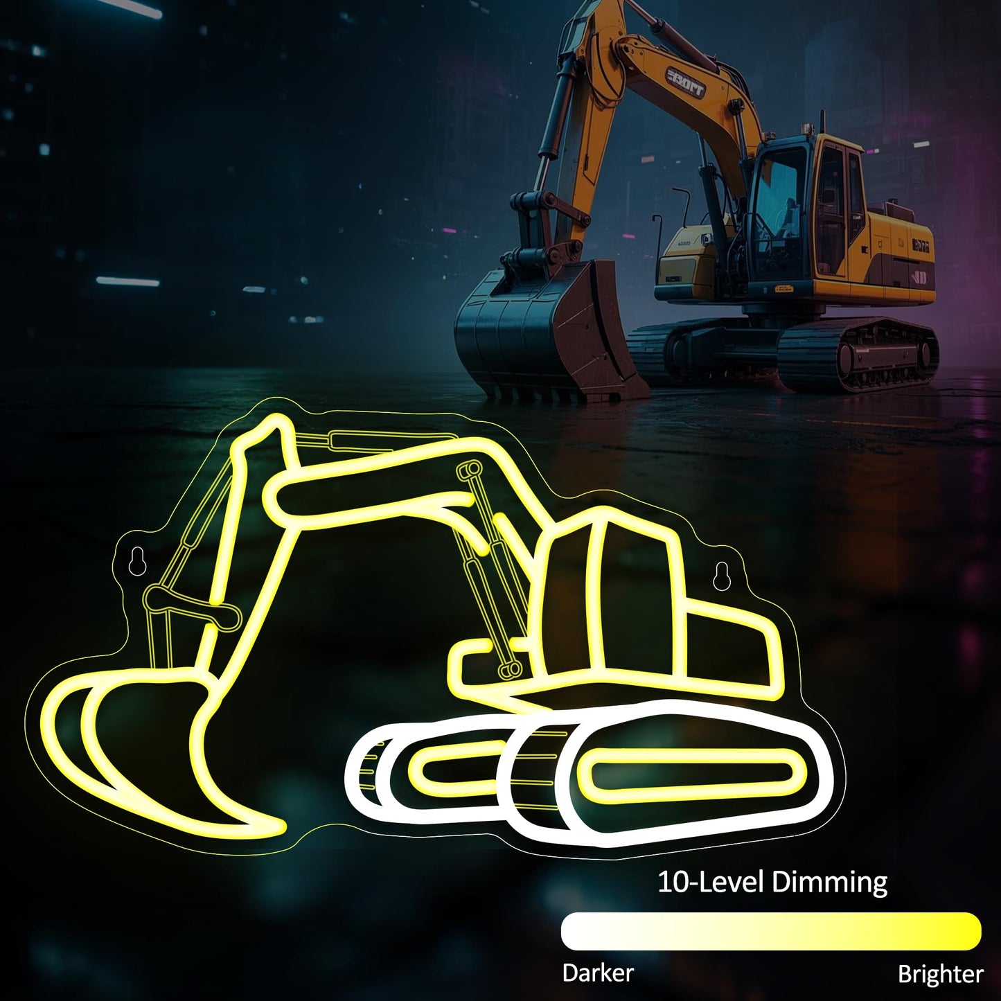 Excavator Neon Signs for Wall Decor, Digger Neon Lights for Bedroom, Neon Wall Light Suitable for Living Office Game Room Christmas Excavator Toy Gift - 5V USB Power with Hanging Chain Hooks