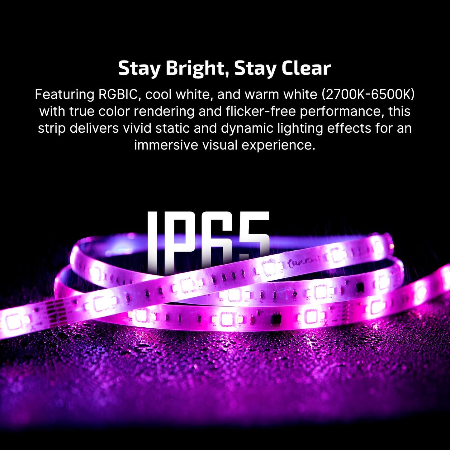 OLIGHT Ostrip 2 RGBIC LED Strip Light 16.4ft, DC24V 2700K-6500K, 0.25m Unit Cuttable, IP65, 5M Adhesive, Smart APP+Alexa, Music Sync, 44 Scene, ETL, High CRI, Plug & Play for Bedroom/Gaming/TV