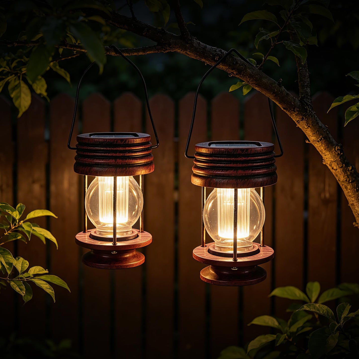 Solar Lanterns Outdoor Patio Decor, 2 Pack Hanging Solar Lights Waterproof, Retro Decorative Table Lamps with Warm Glow for Porch, Yard, Garden, Pathway & Backyard Decoration