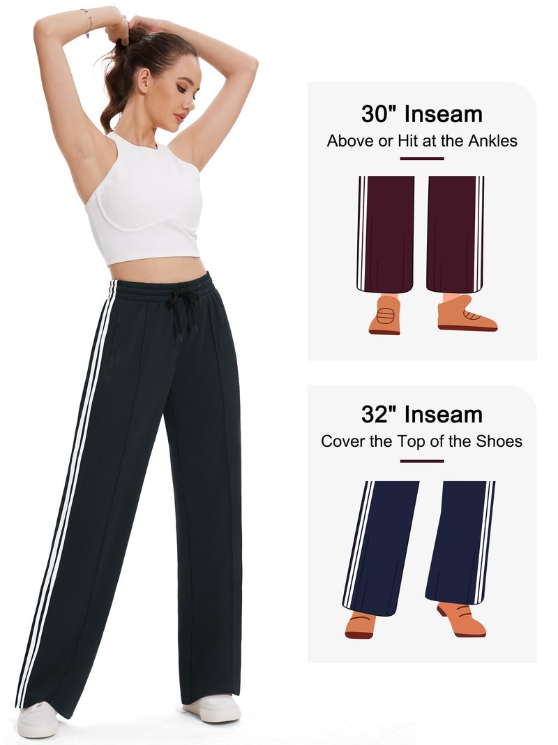 Tapata Women's 32" Inseam Long Track Pants Loose Straight Leg Jogging Sweatpants Warm-Up Sports Athletic Running, Black, XL