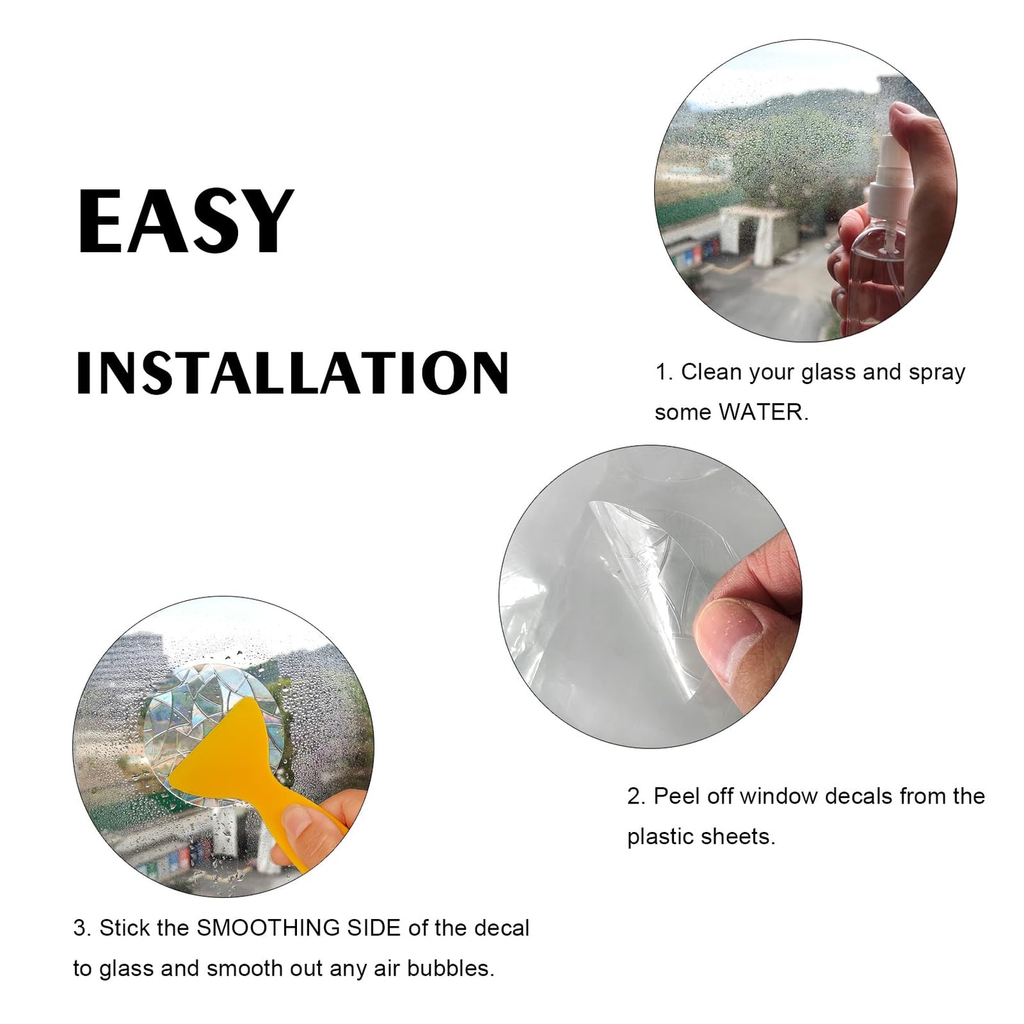 48 Pieces Birds and Circle Static Window Clings Anti Collision Window Decals for Bird Strikes, Glass Door Window Stickers, Stop Birds Flying into Windows, Hummingbird Style
