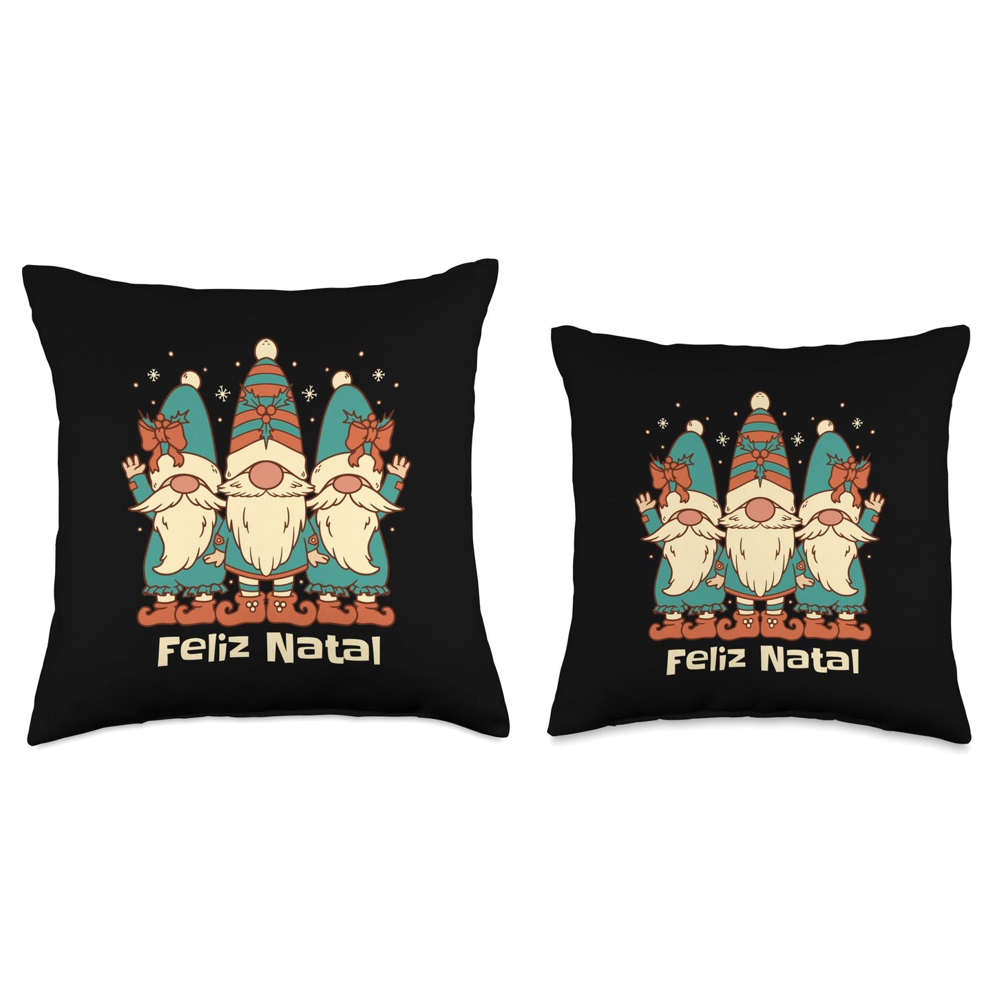 Portugese Christmas Gnomes Feliz Natal Throw Pillow, 16x16, Multicolor