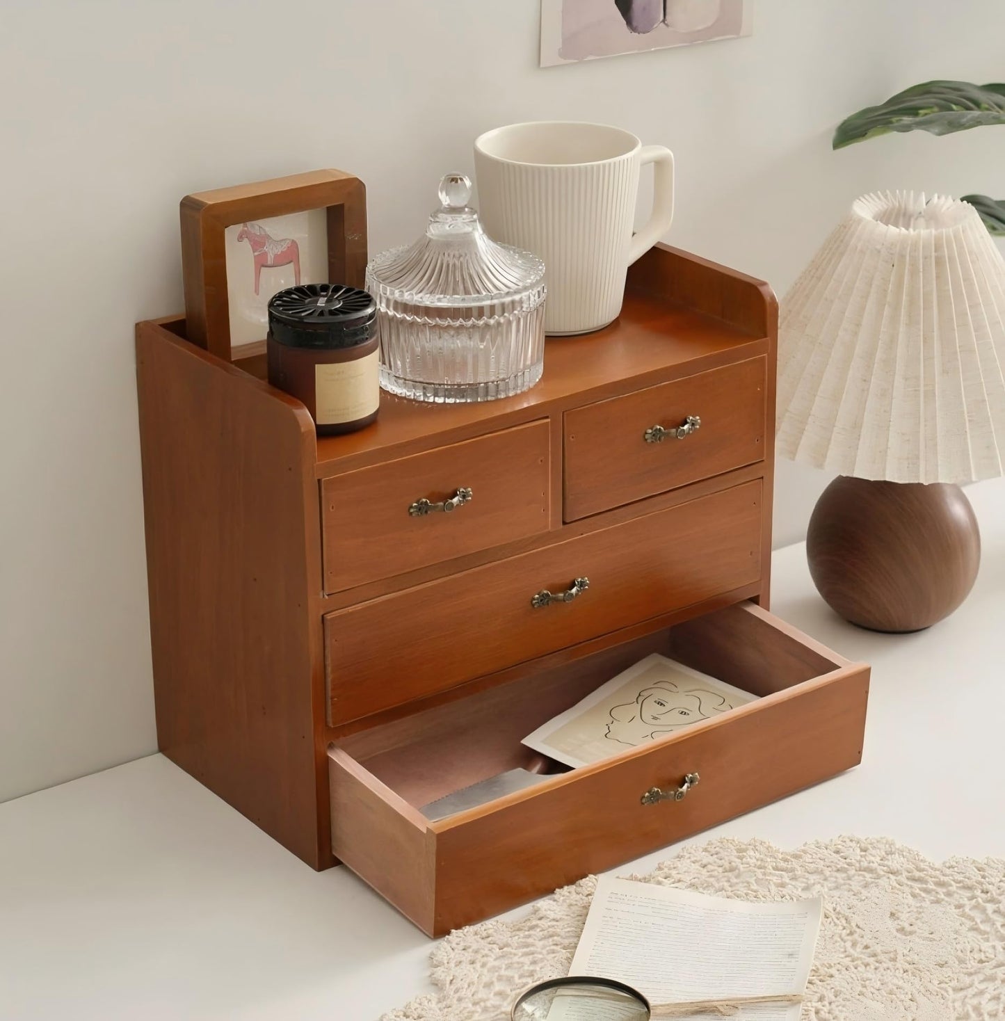 Xiaoyez Desk drawer organizer ,wooden desk organizer,desktop organizer with drawers,countertop drawers,4 drawer storage organizer,office organization,office organization and storage