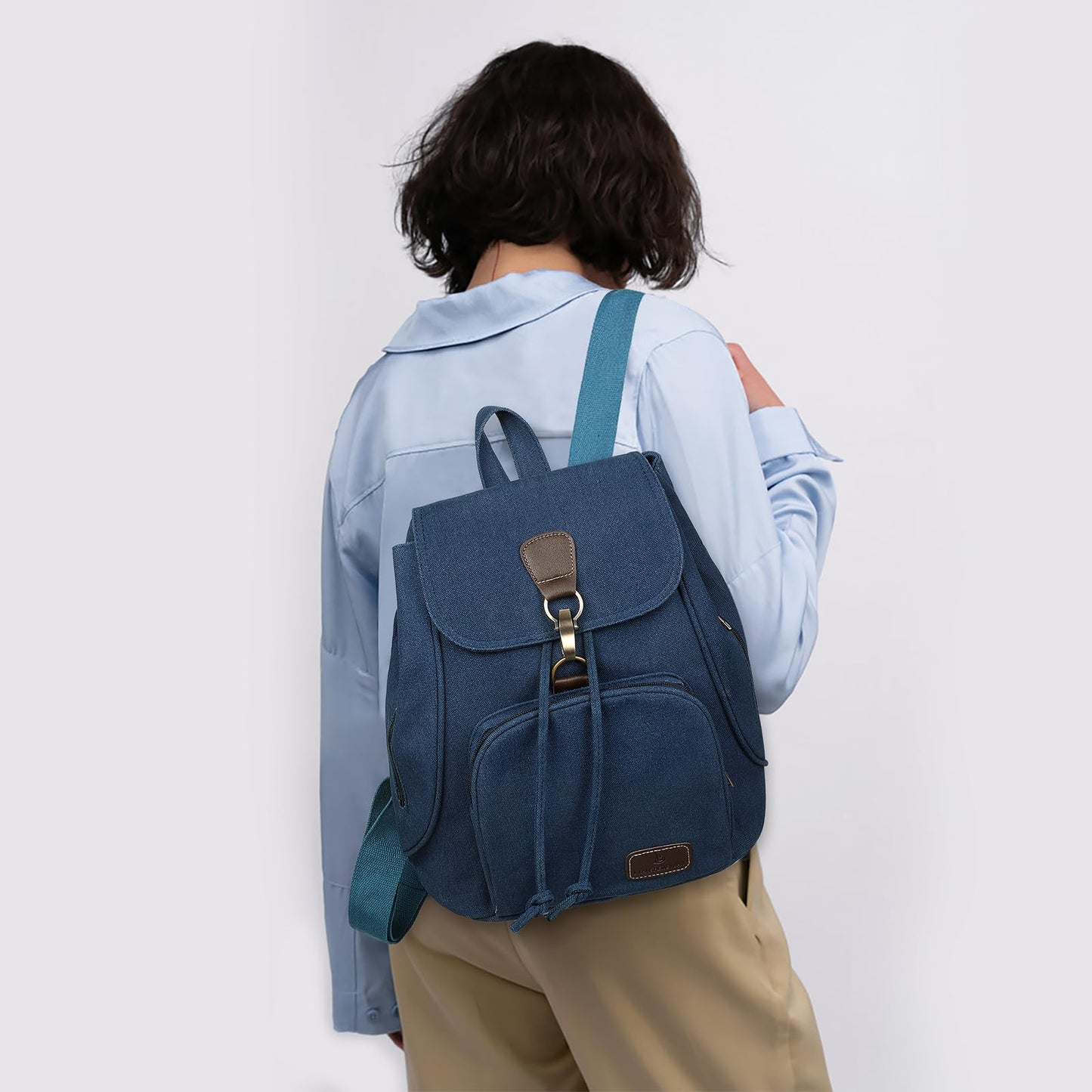 GAEKEAO Small Backpack for Women Canvas Mini Backpack Purse Casual Daypack for Daily Travel Work Sports College Shopping (Navy Blue)