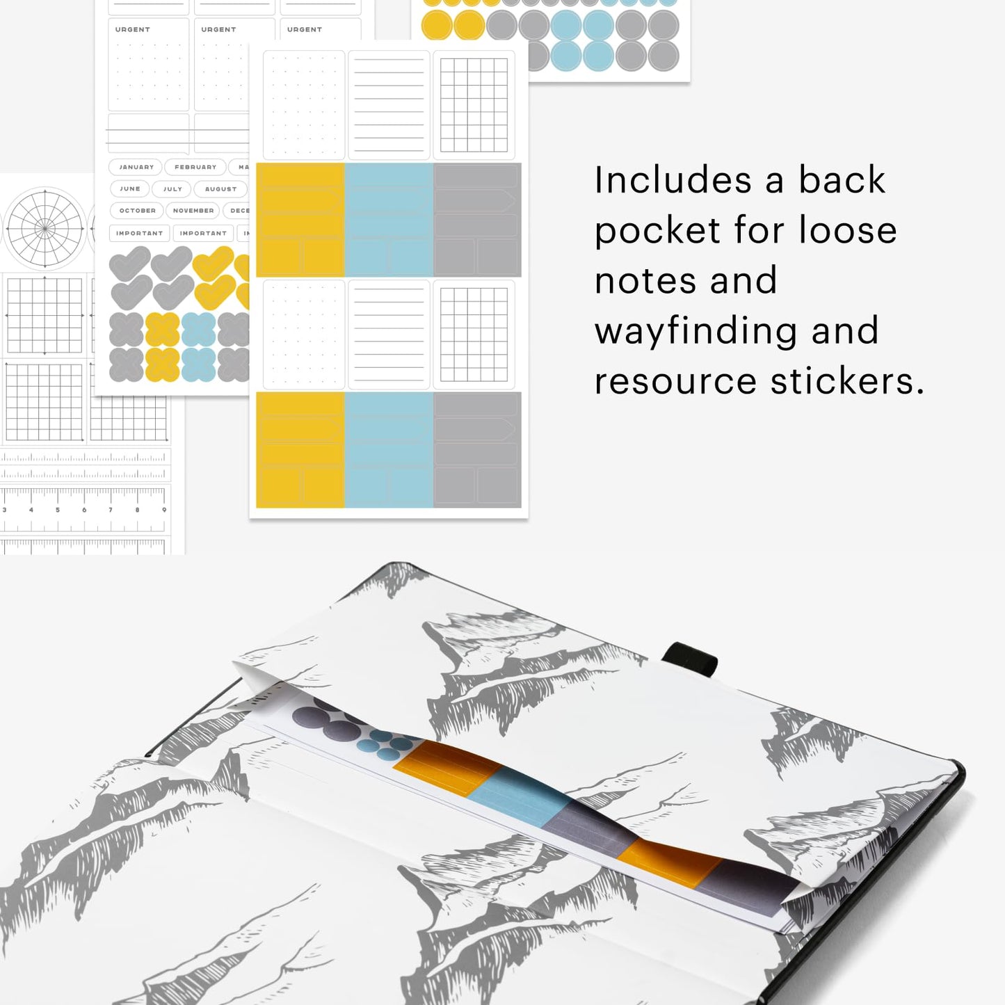 Stone Journal Explorer Notebook – A5 Waterproof Paper Field Journal, Vegan Leather Hardcover, 144 Pages Alternating Ruled & Dot Grid, Back Pocket, Weather-Resistant (Black)