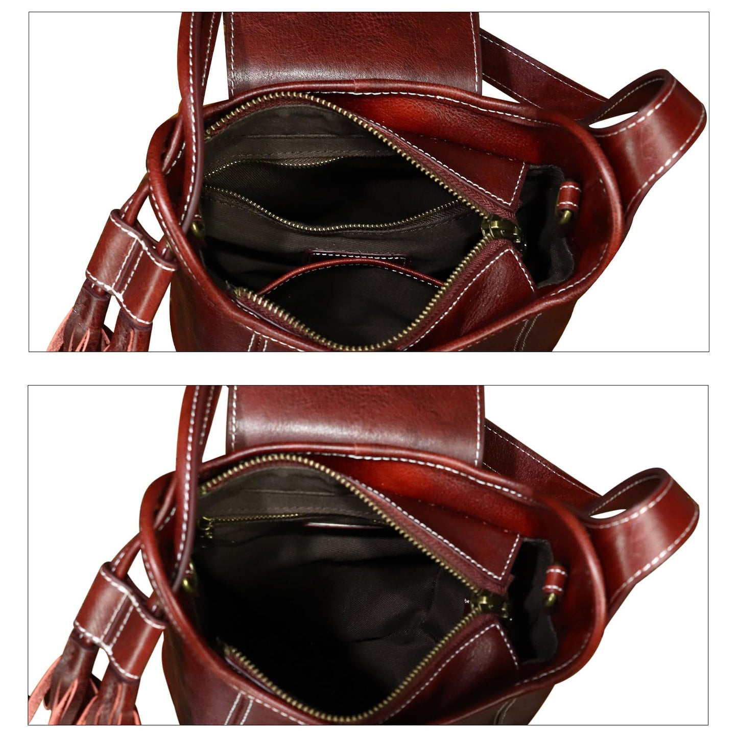 Genuine Leather Hobo Bag for Women Shoulder Bag Vintage Desinger Crossbody Bag Satchel Purse with Tassel (Red)