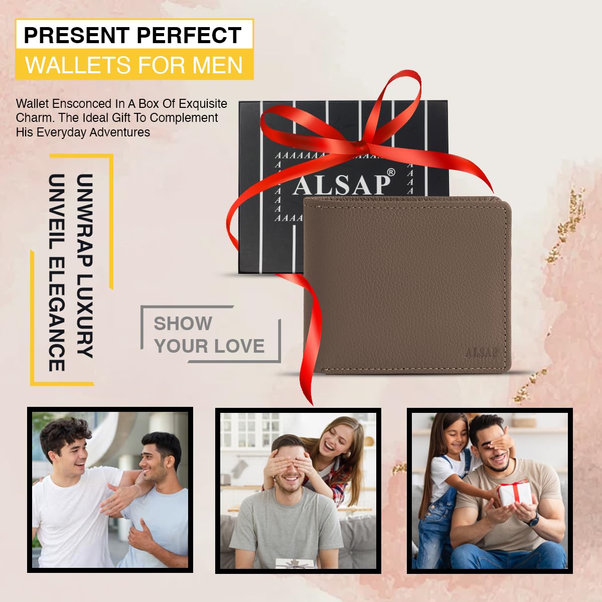 ALSAP Premium Leather Mens Wallets ‒ RFID Blocking Wallet with Coin Pocket & Zip ‒ Bifold Wallets for Men with 12 Card Slots & 2 Bank Note Compartments ‒ Wallet with Gift Box (Brown)