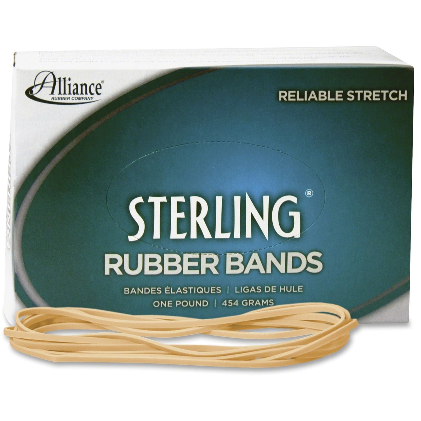 Alliance Rubber 25405 Sterling Rubber Bands Size #117B, 1 Pound Box Contains Approx. 250 Bands (7" x 1/8", Natural Crepe) Beige