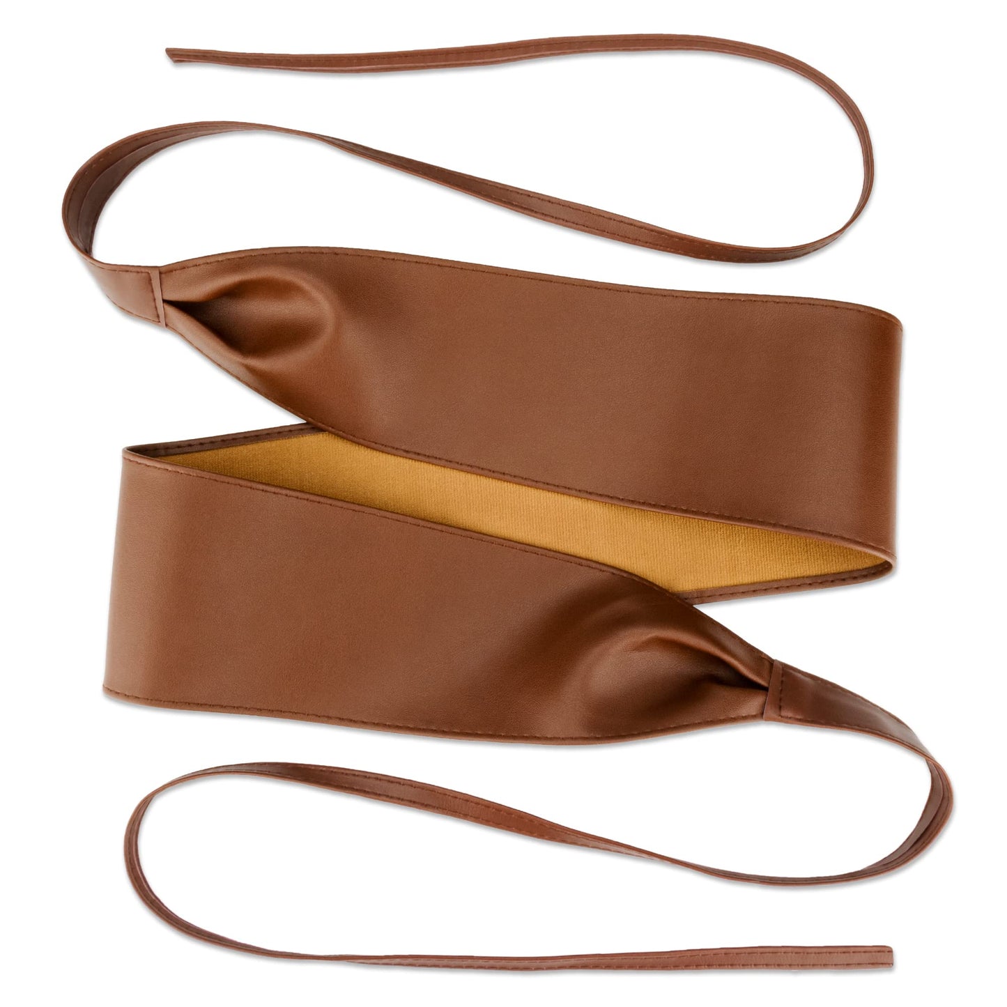macoking 2 Pack Wide Obi Belts for Women Lace Up Wrap Thick Faux Leather Corset, Black&Brown, L