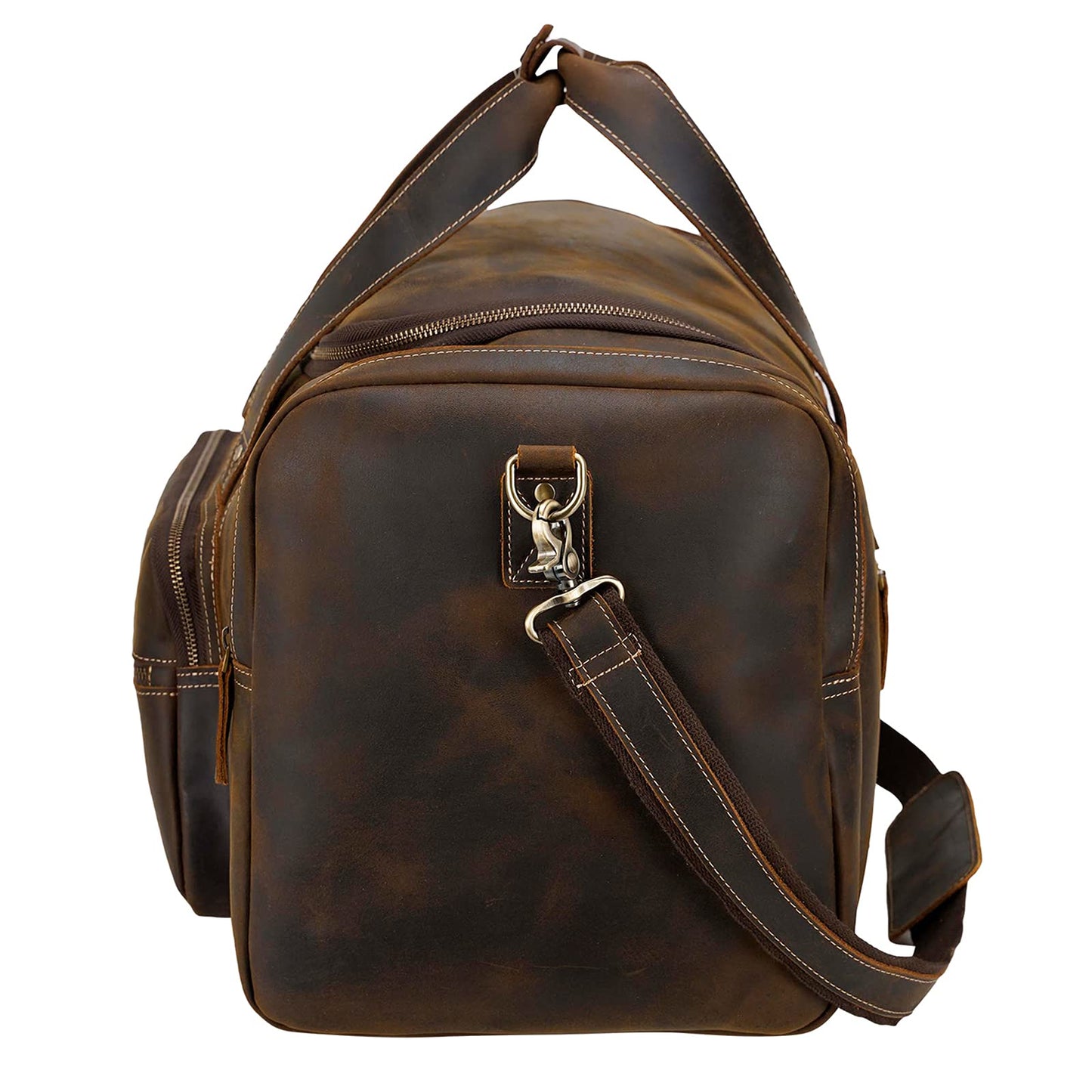 Polare 26" Full Grain Cowhide Leather Gym Duffle Weekender Overnight Travel Duffel Bag For Men 62L