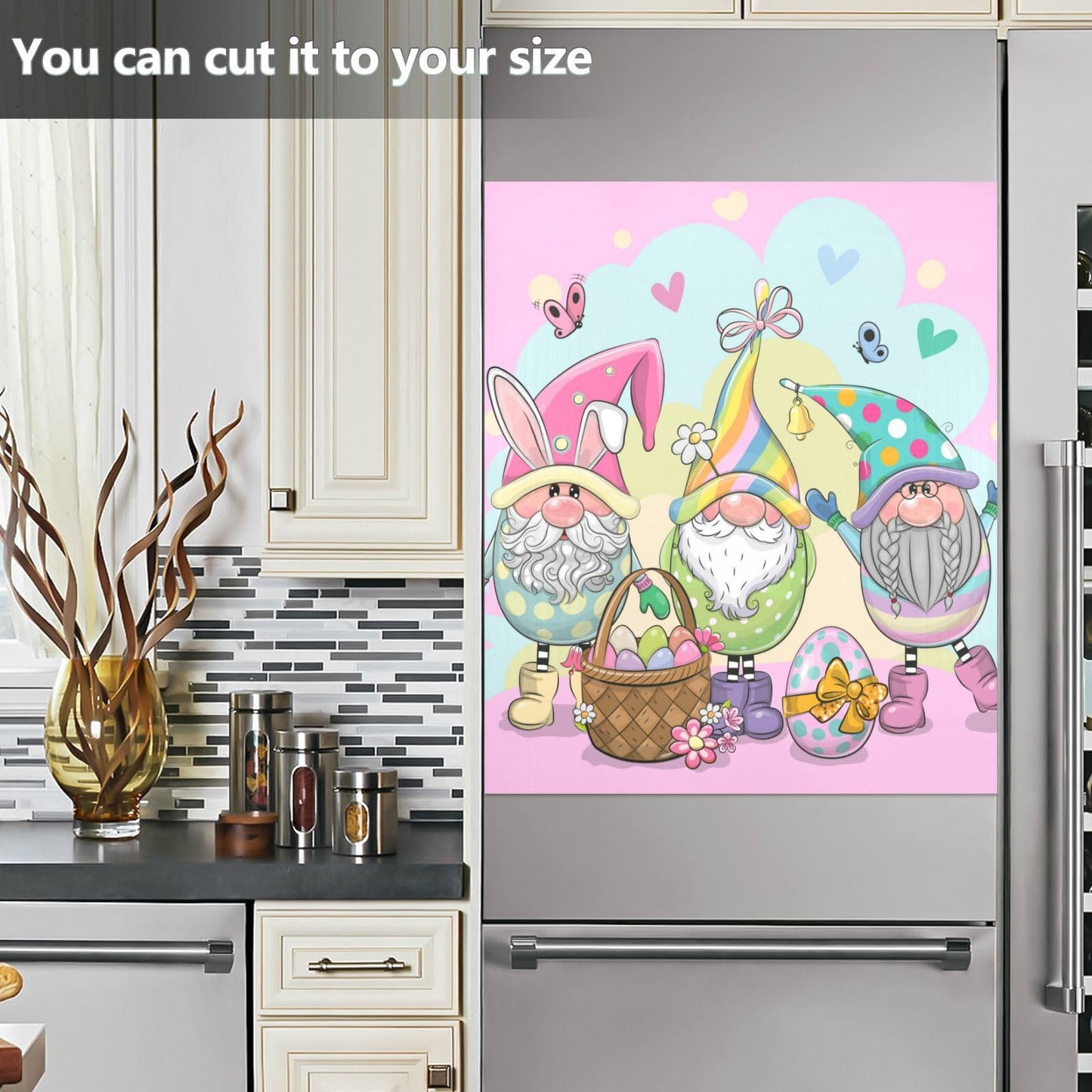 Kigai Easter Gnome Dishwasher Magnet Cover, Reuseable Kitchen Fridge Door Magnet Sticker, Waterproof Refrigerator Microwave Magnet Cover Hoilday Party Decor, 23 x 26 Inch
