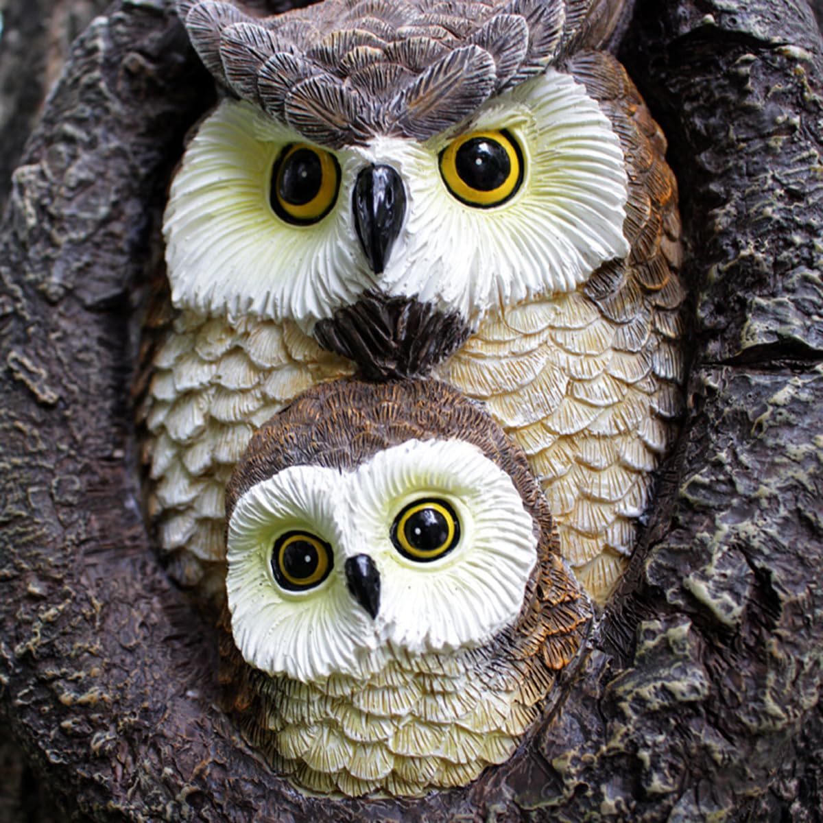 JARPSIRY Owl Tree Hugger Whimsical Tree Sculpture Garden Statues Outdoor Tree Face Decor Garden Peeker Yard Art Decorations (Mom and Baby Owl)