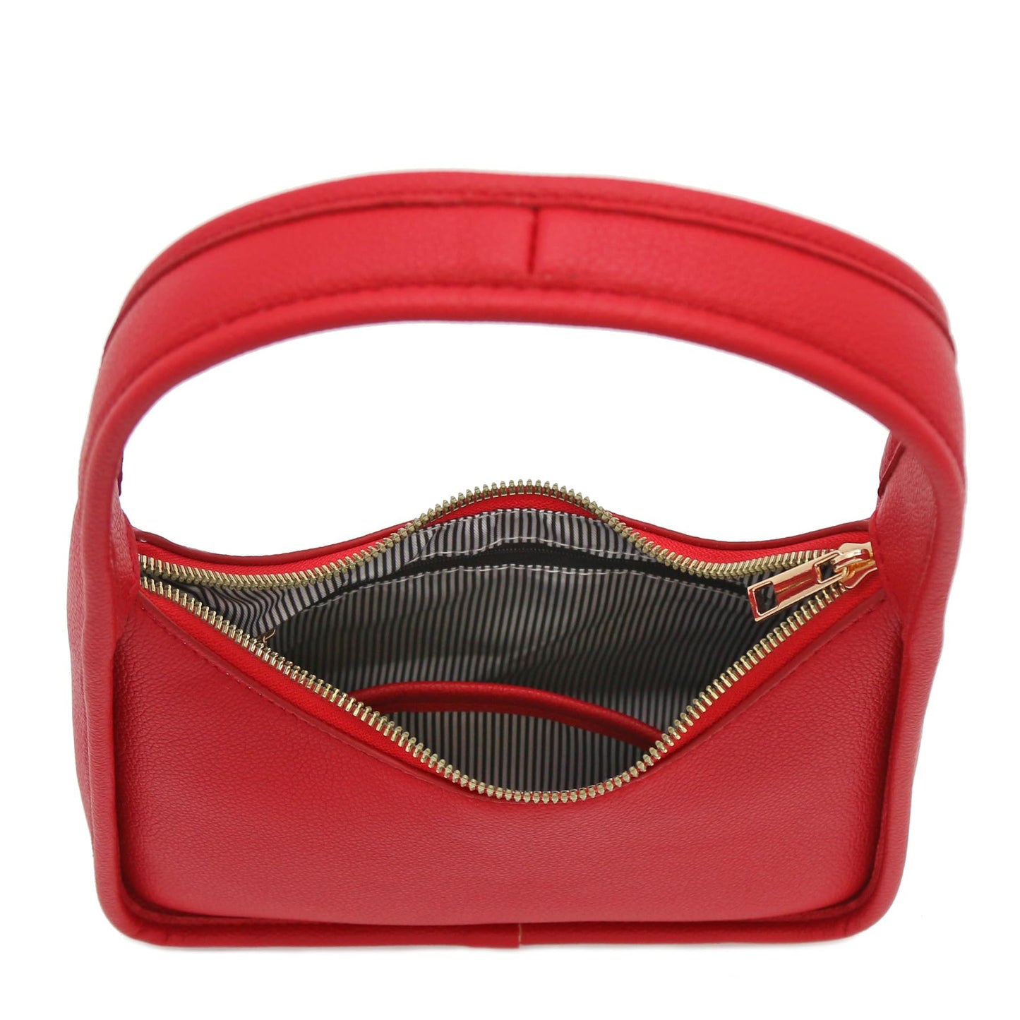 FashionPuzzle Small Minimalist Shoulder Bag for Women, Faux Leather Underarm Purse, Chic Top Handle Handbag for Everyday (Red)