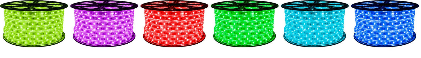 CBconcept® 65 Feet RGB Color Changing 120 Volt High Output LED SMD5050 Flexible Flat LED Strip Rope Light - Commercial Grade, Indoor Outdoor use, Ready to Plug n Shine