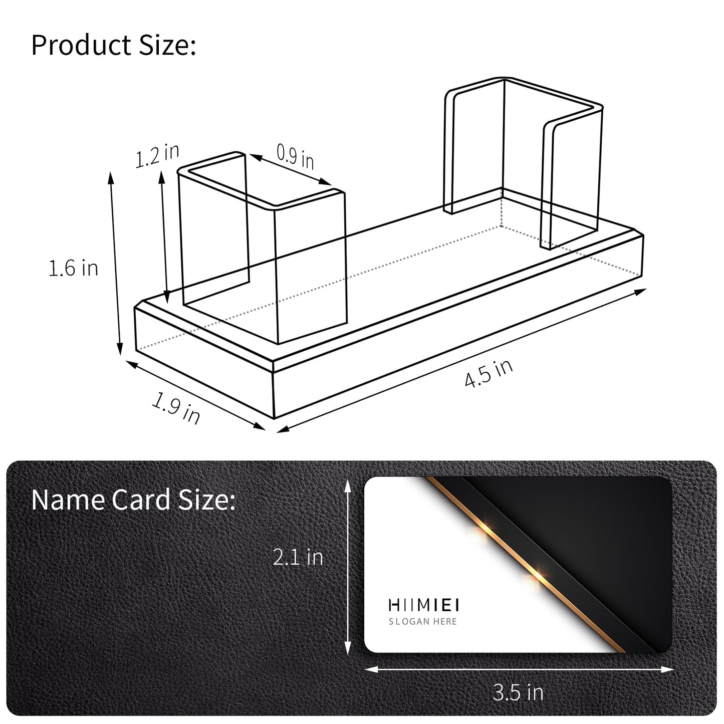 HIIMIEI Business Card Holder Acrylic: 2 Pack Business Card Display for Desk - Clear Business Card Stand for Office Reception Event Conference Room Desktop
