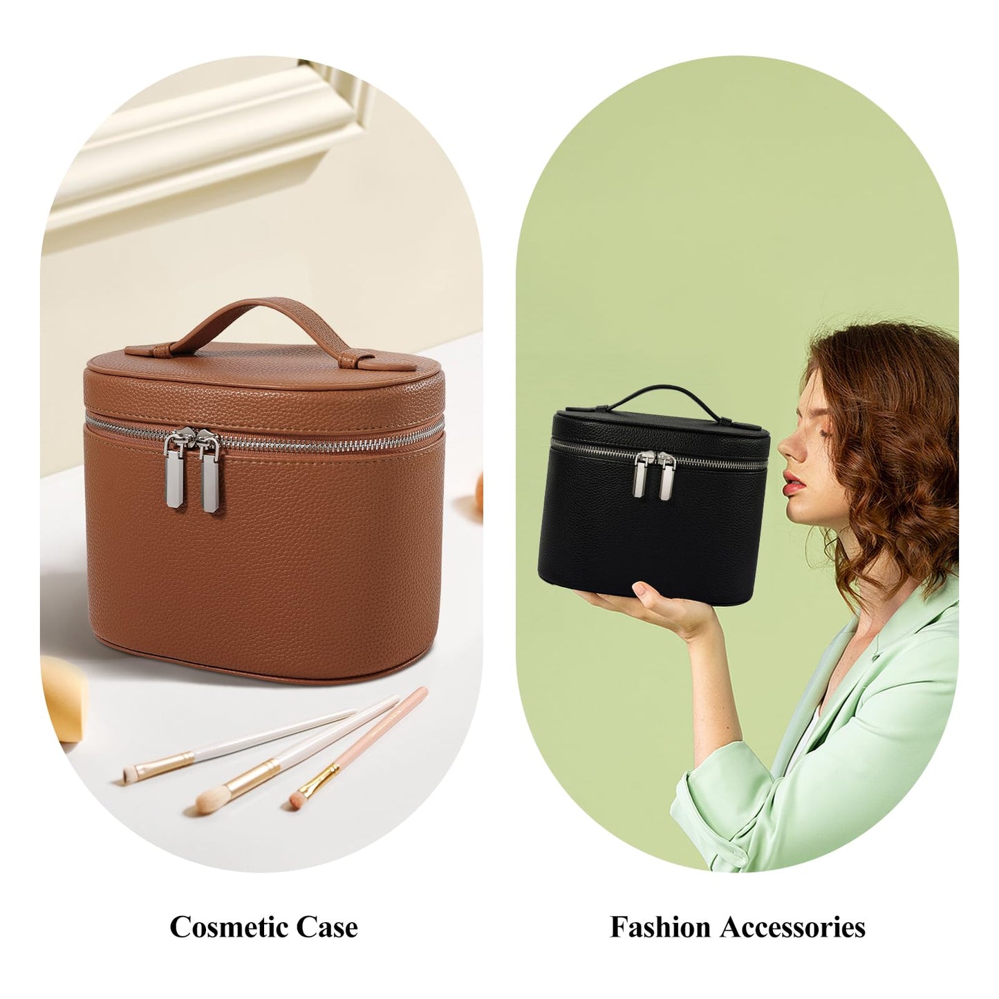 honitty Makeup Bag, Travel Make up Case with Compartments and Handle, Portable Cosmetic Organizer Bags,Toiletry Bag for Women