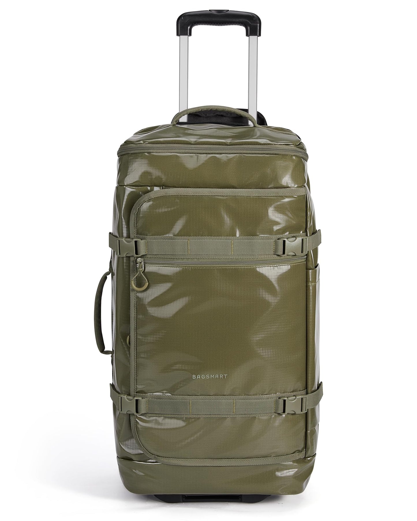 BAGSMART Rolling Duffle Bag with Wheels, Travel Duffel Luggage Bag for Men, Water Repellent Heavy Duty for Travel Camp, Olive Green, Large, 70L