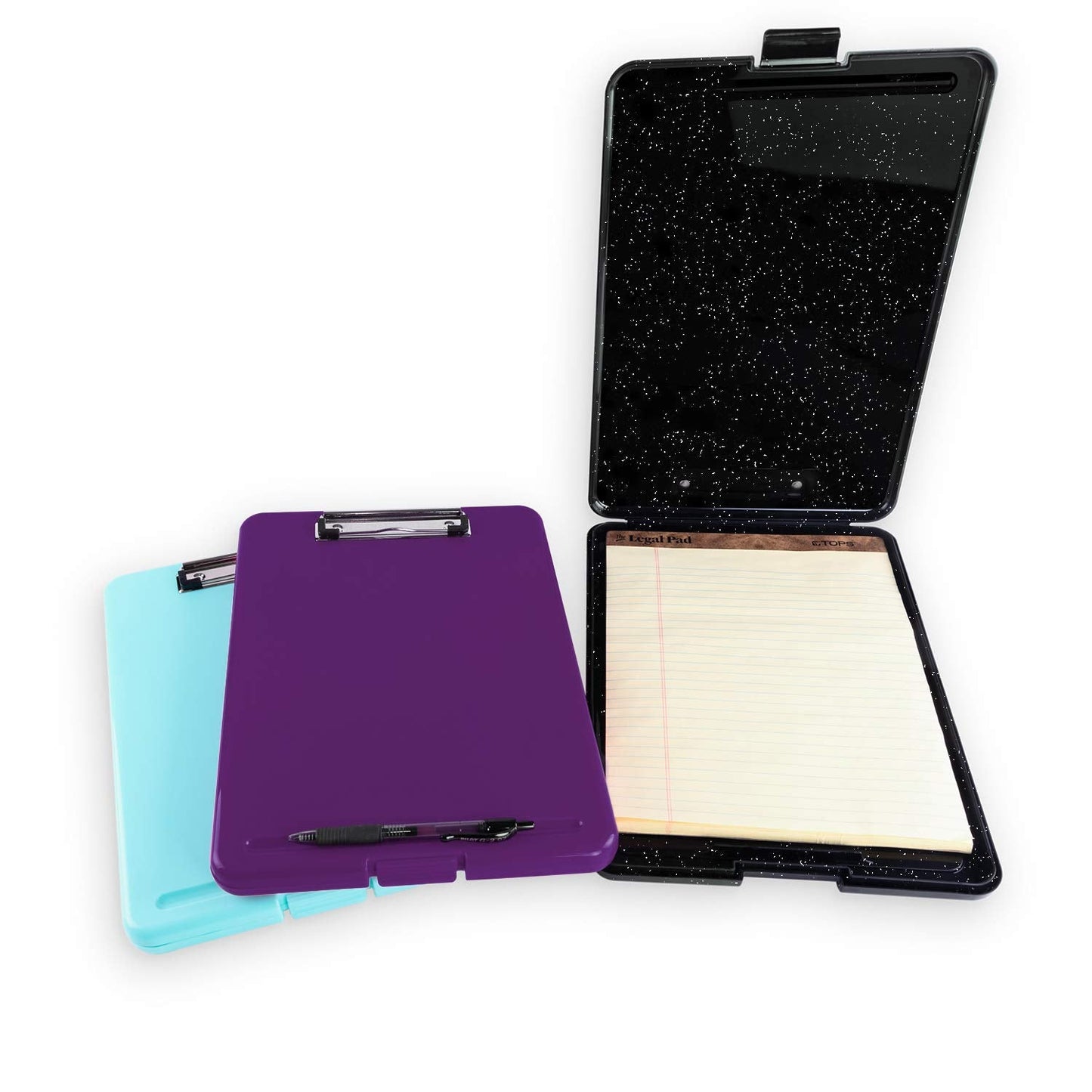 Super Z Outlet Slim Plastic Nursing RN Style Coaches Clipboard with Open Foldable Storage, Classroom Teacher College Size (9.5" x 13.5") (3-Pack (Assorted Alternate))