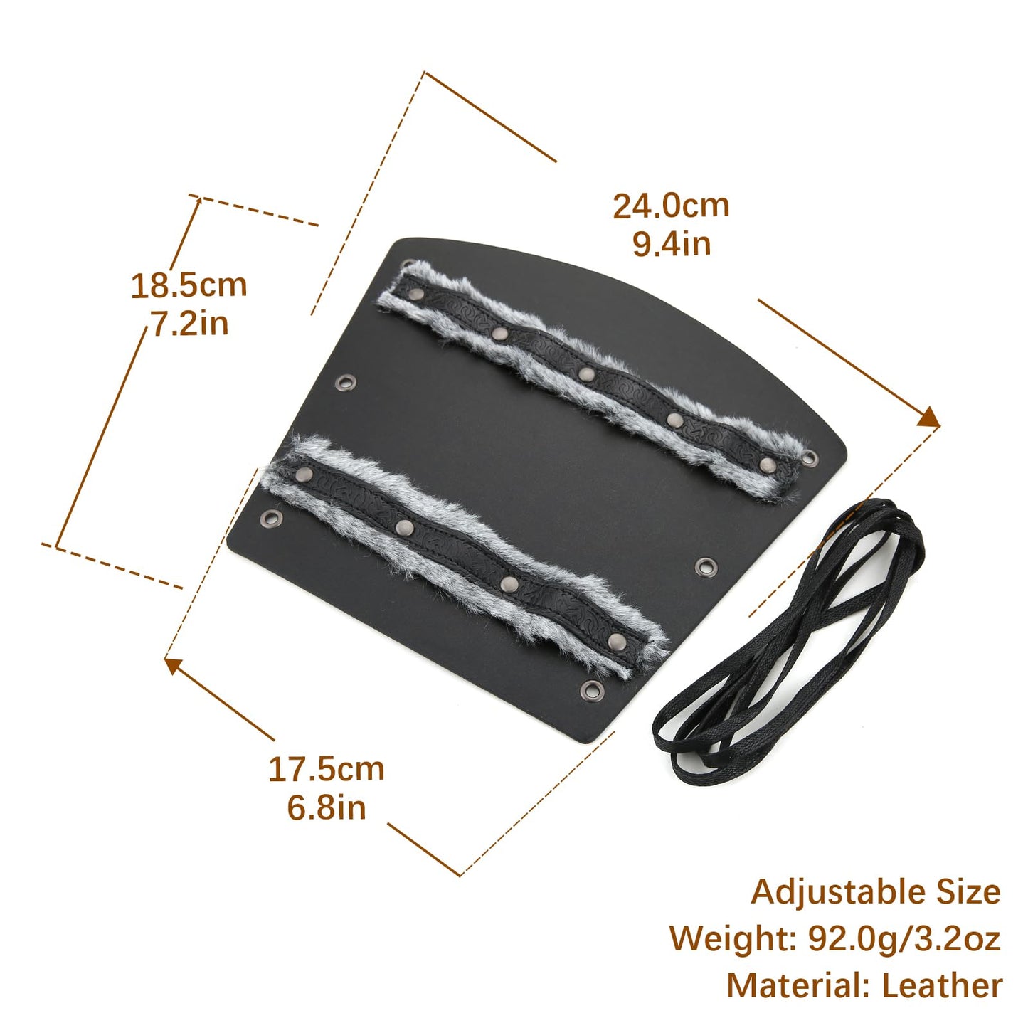 HZMAN Medieval Gauntlet Wristband Fur Leather Bracers for Men Cuff Armor Leather Viking Wrist Arm Guards for LARP Costume Bracer (Black)