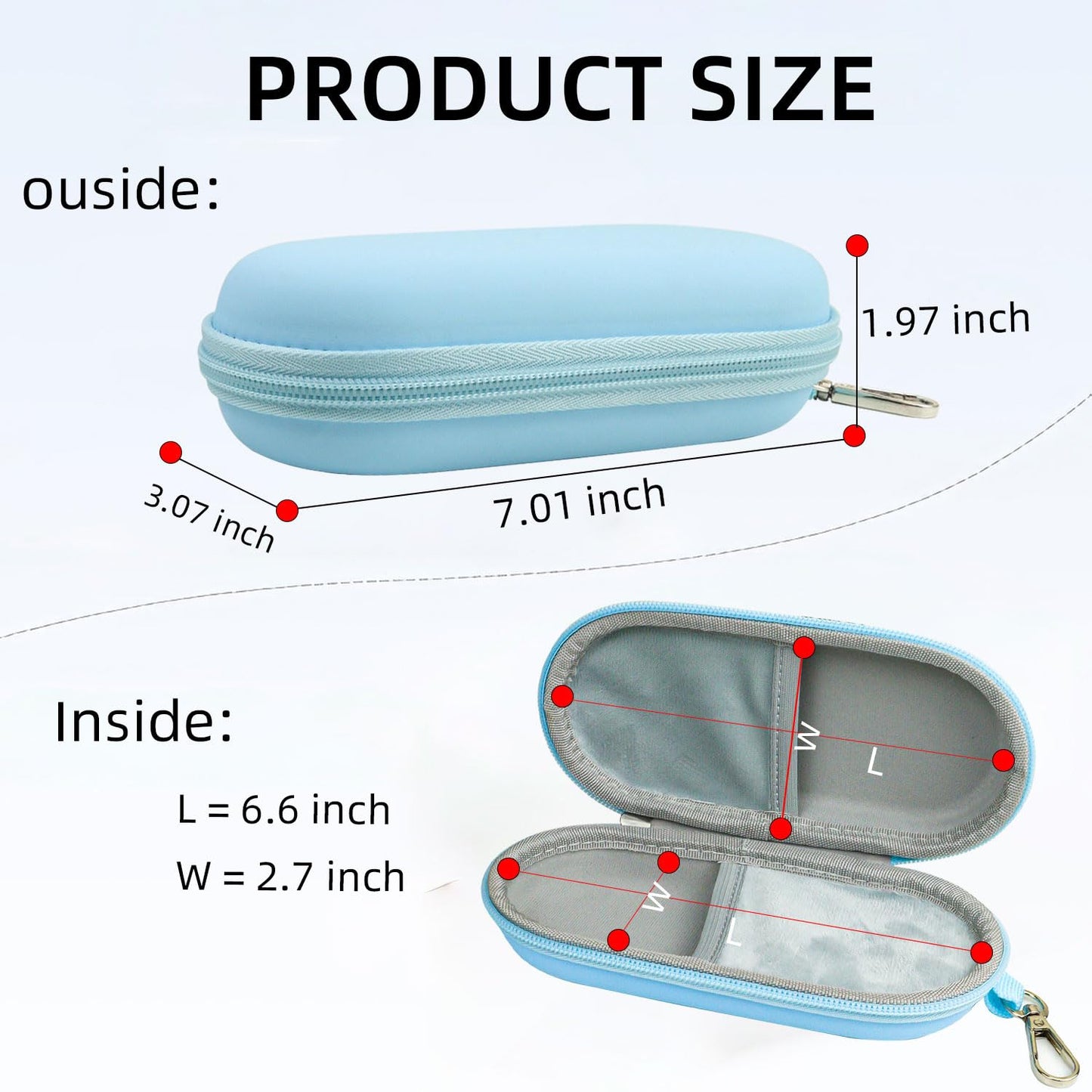 CHANGAR Double Eyeglasses Case PU Hard Shell Dual Glasses Case,Multiple Leather Sunglasses Organizer with Clip Double Eyewear Storage for Men Women Travel(Blue)