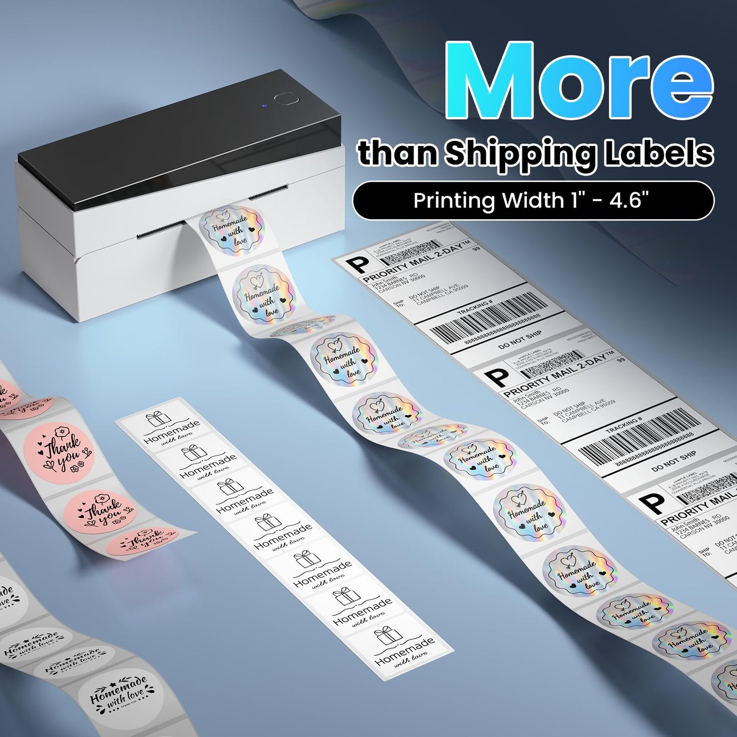 Omezizy Bluetooth Shipping Label Printer 4x6, 249BT Thermal Label Printer for Small Business, Shipping Packages, Office, Home, Compatible with Amazon, Tiktok, Ebay, USPS