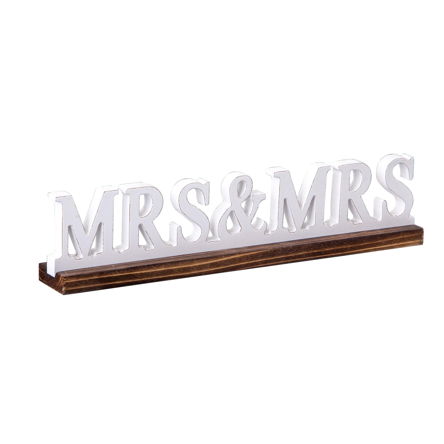 Sintosin Rustic Mrs and Mrs Wedding Decor Sign for Table 16 Inch, Handmade Distressed White Wooden LGBT Signs for Home Decor, Farmhouse Lesbian Wedding Reception Decorations Valentine
