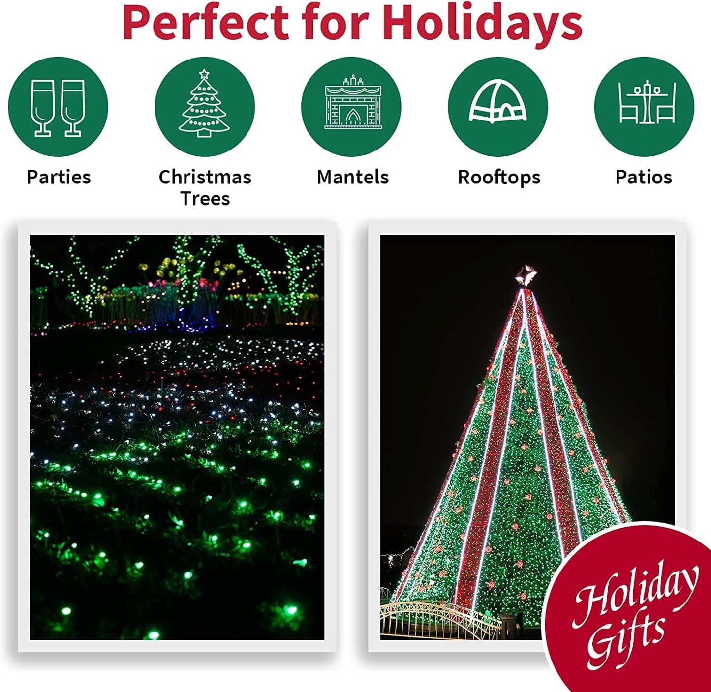 LAMPHOME Green String Lights, 46ft 500 LED Plug-in Green Fairy Lights, 11 Modes Twinkle Christmas Lights, Waterproof Lights LED String for Indoor Outdoor Grinch Tree St Patricks Day Decor