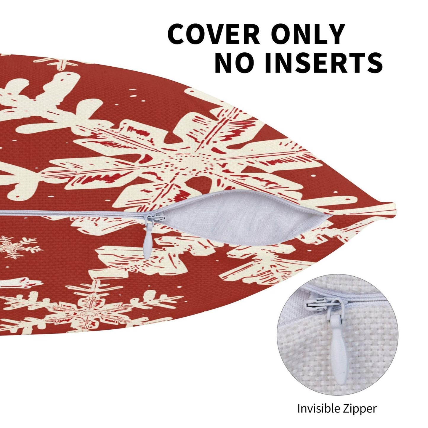 AELUTYSH Red Christmas Pillow Covers 18x18 Inch Set of 2 Winter Snowflake Decorative Throw Pillows Farmhouse Holiday Christmas Decor Cushion Covers Linen for Home Living Room Bed Outdoor