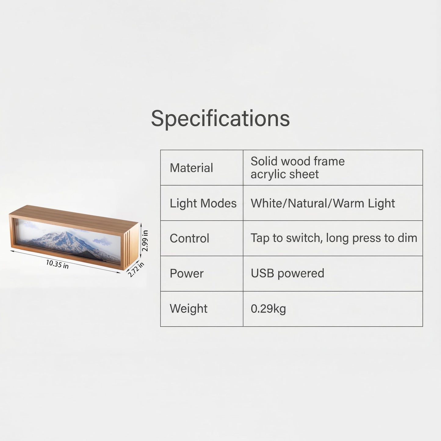 Homsewit Snowy Mount Rainie Led Light Box 3 Layers of Acrylic Light Box - Handmade Table Lamp for Room Decor - National Park Travel Signs Travel Gift