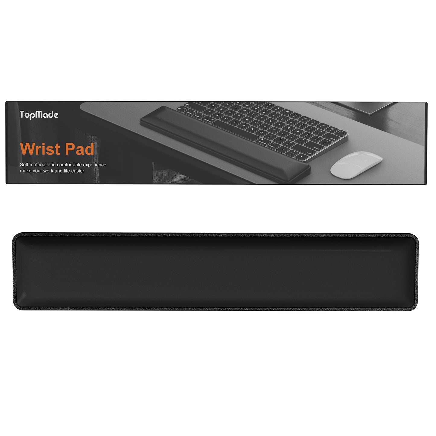 TopMade Keyboard Wrist Rest, Cooling Gel & Upgrade Soft Memory Foam Design Wrist Support for Keyboard, Full-Size Keyboard Hand Rest Pad, Ergonomic Palm Rest for for Long Hours of Work, Gaming, Black