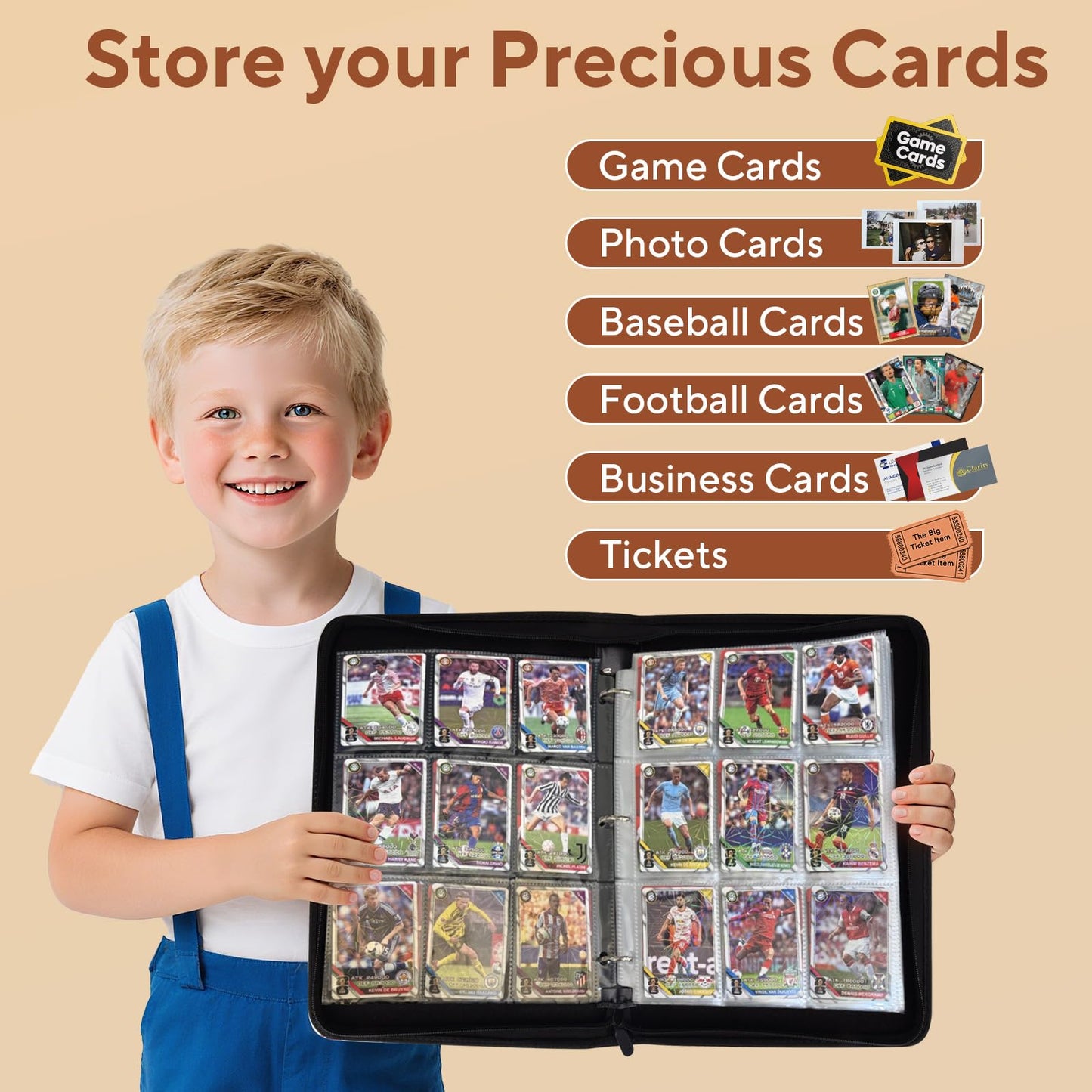 ULLTOON Baseball Card Binder 9 Pocket, 1080 Pockets Trading Card Binder with Zipper, Portable Collector Card Album Storage Organizer for Sports Cards, Game Cards, Gifts for Kids