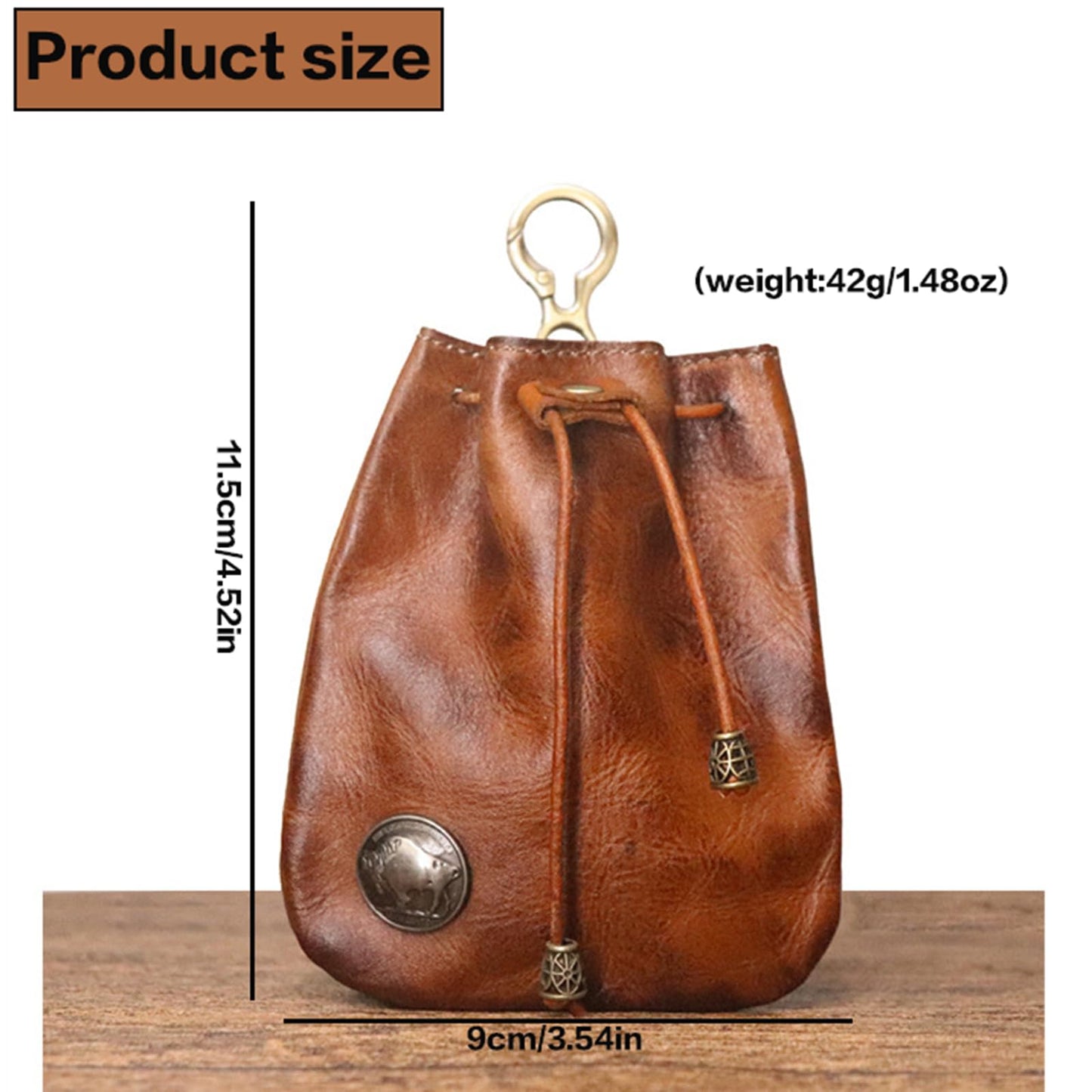 Simple Cowhide Retro Storage Bag 2025 New Leather Drawstring Coin Purse Small Purses Wallets for Women Man Leather Coin Pouch Change Purse Mini Coin Purse Keychain Wallet Mens Coin Pouch (Brown)