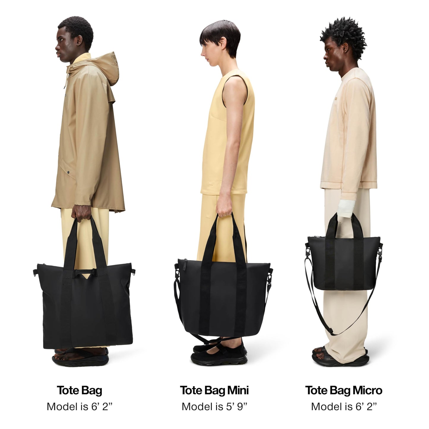 RAINS Tote Bag - Black Waterproof With Zip Closure, Detachable Shoulder Strap, Internal Zip Pocket, 23 L Capacity for Work for Women and for Men - 2-Year Warranty