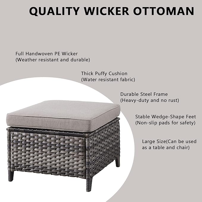 Rilyson Wicker Patio Furniture Set - 6 Piece Rattan Outdoor Sectional Conversation Sets with 2 Rocking Swivel Chairs,2 Ottomans,1 Sofa and 1 Loveseat for Porch Deck Garden(Mixed Grey/Grey)