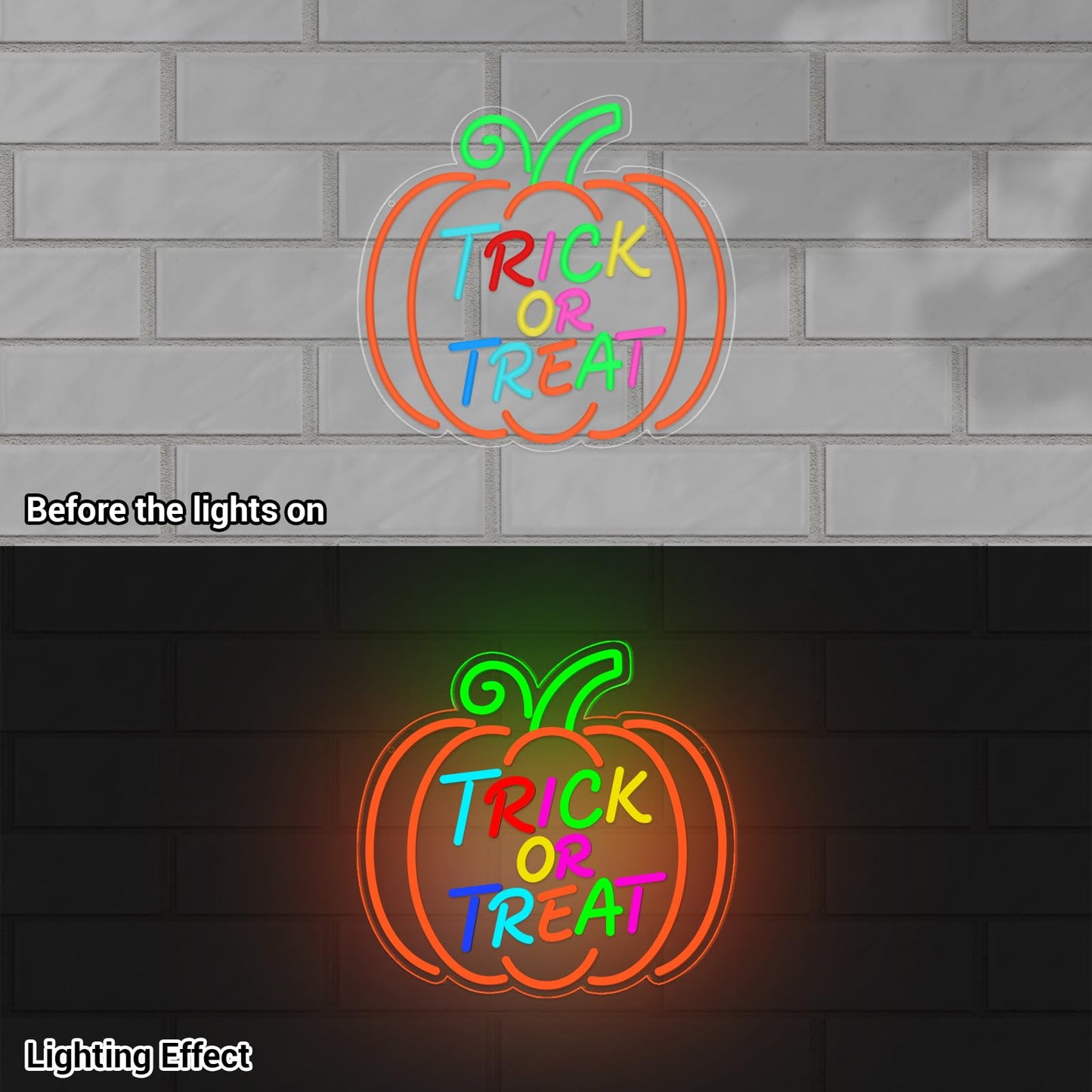 LMHSE Halloween Neon Sign, Halloween Wall Decor Pumpkin Trick or Treat Neon Signs for Decorating Rooms, Windows, Funny Home Decor, Party, Halloween Decoration USB Powered