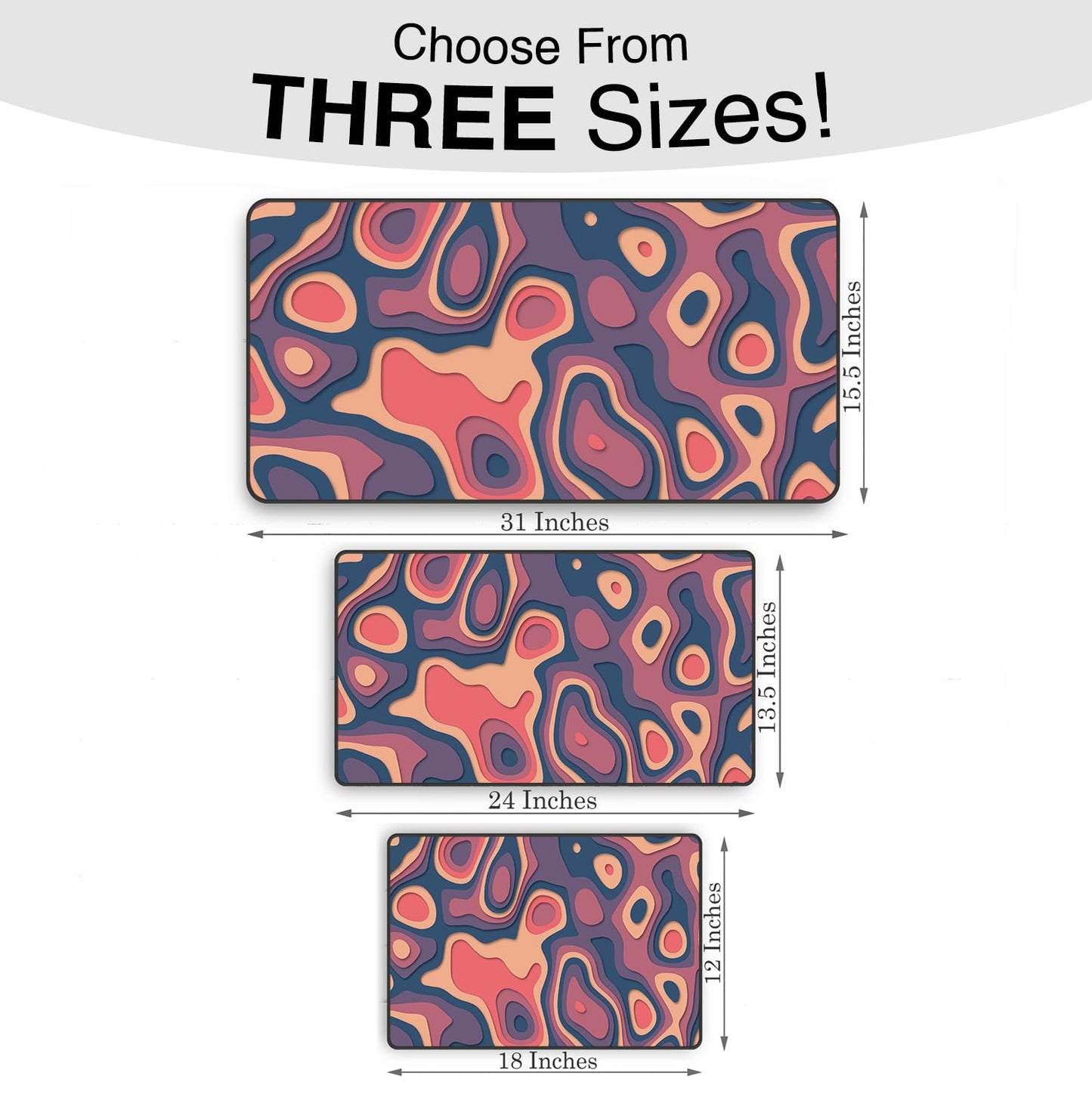 Large Gaming Mouse & Desk Pad with Abstract Pattern, Extended Size Desk Mat, Non-Slip Surface (Multicolor 2, 24 x 13.5 inches)