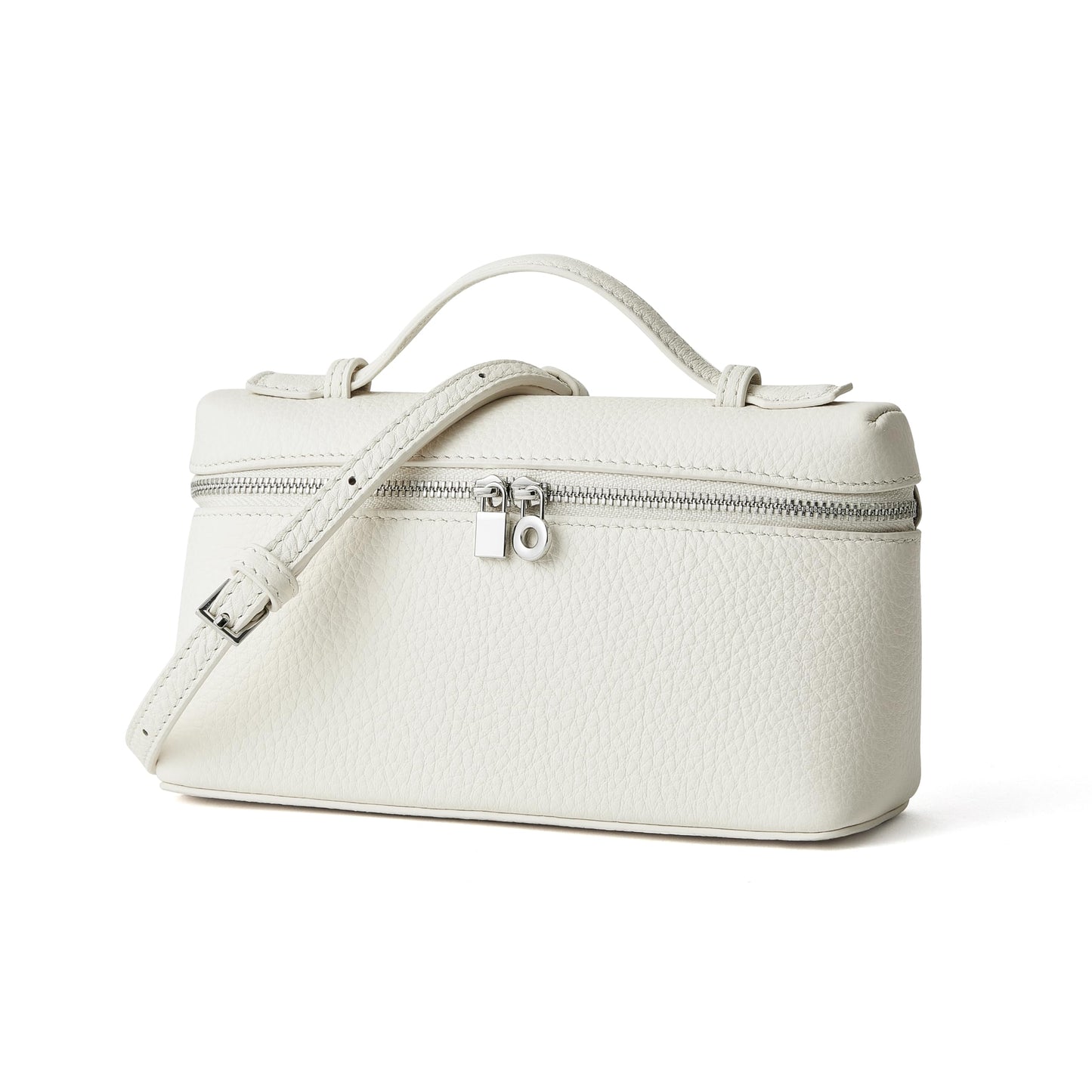 DORIS&JACKY Small Leather Crossbody Bag for Women, Designer Mini Top Handle Clutch Phone Bag with Adjustable Shoulder Strap (White)