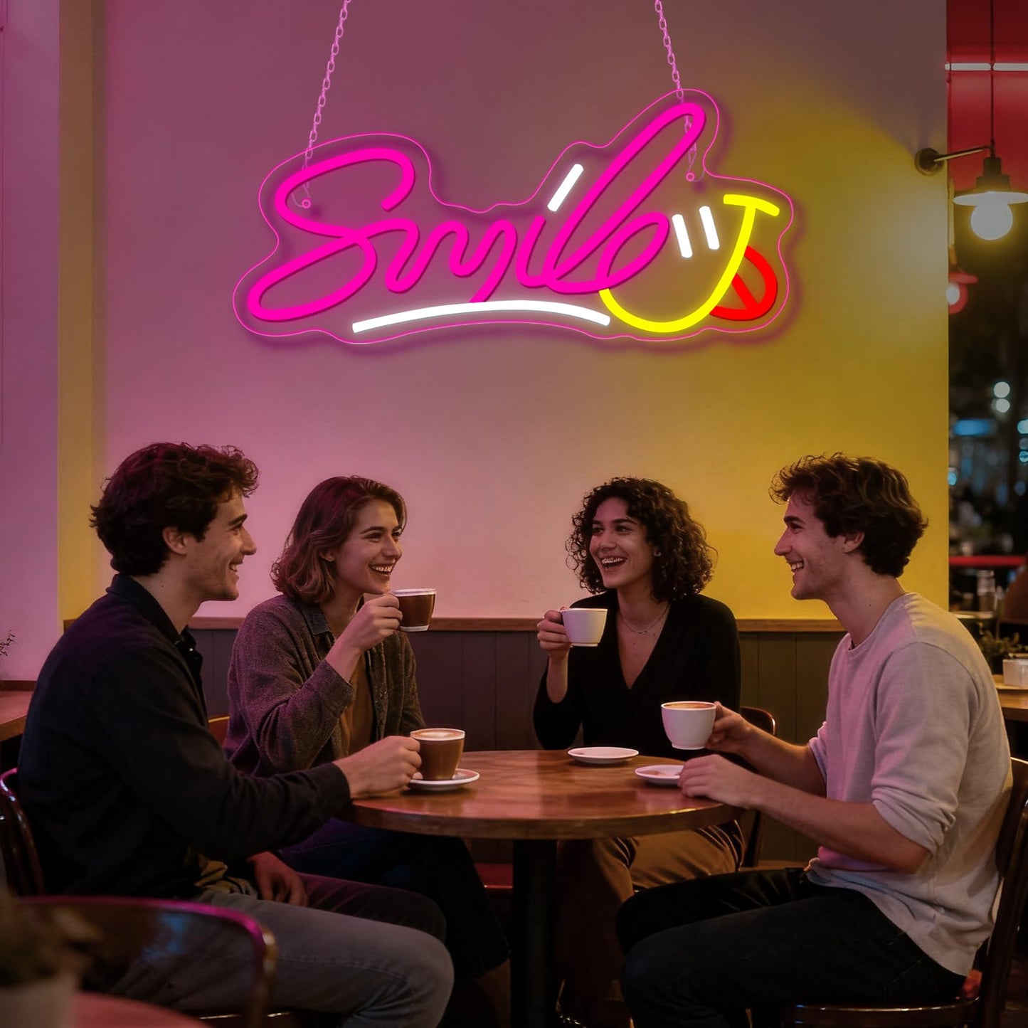 Smile Neon Sign, LED Light up Signs for Bedroom Bar Home Shop Game Room Kids Room Dental Clinic Decor, Gift for Christmas, Birthday