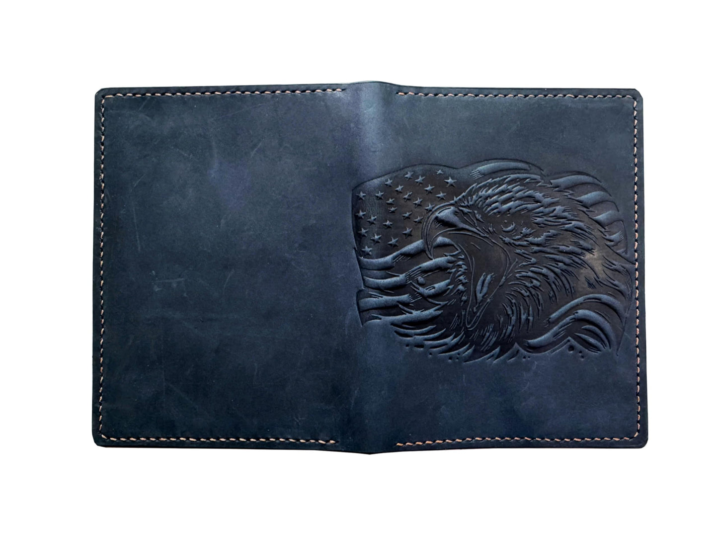 Mayan Corner - Eagle American genuine leather travel wallet, Handmade passport wallet