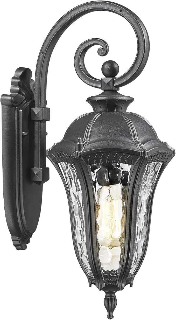 Outdoor Porch Lights Wall Mount, Outdoor Sconce Lighting Waterproof Exterior Porch Light Anti-Rust Aluminum Outside Latern with Water Ripple Glass for House Yard Hallway Doorway Patio