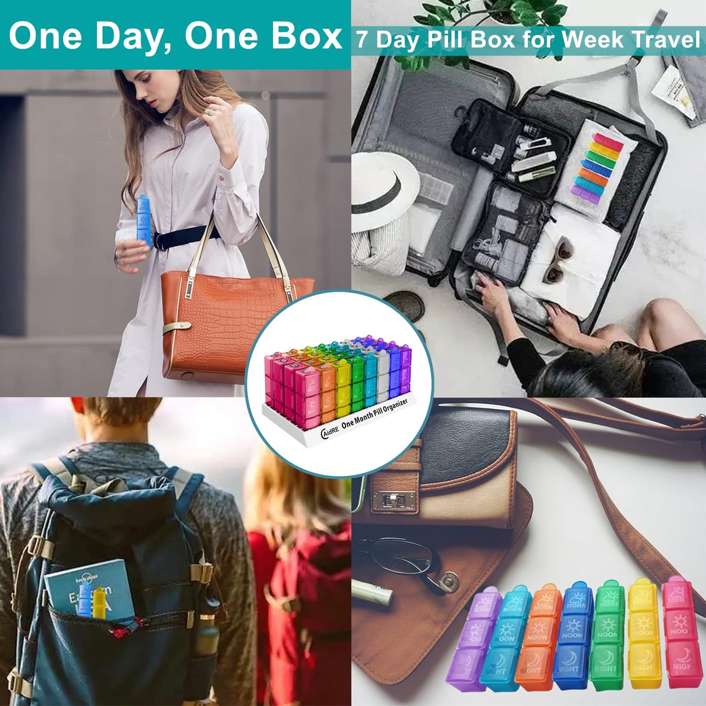 CAidRE Monthly Pill Organizer 31 Day 3 Times a Day ā One Month Pill Box for Medications, Fish Oil, Vitamins & Supplements ā 30 Day Daily Pill Case Organizer