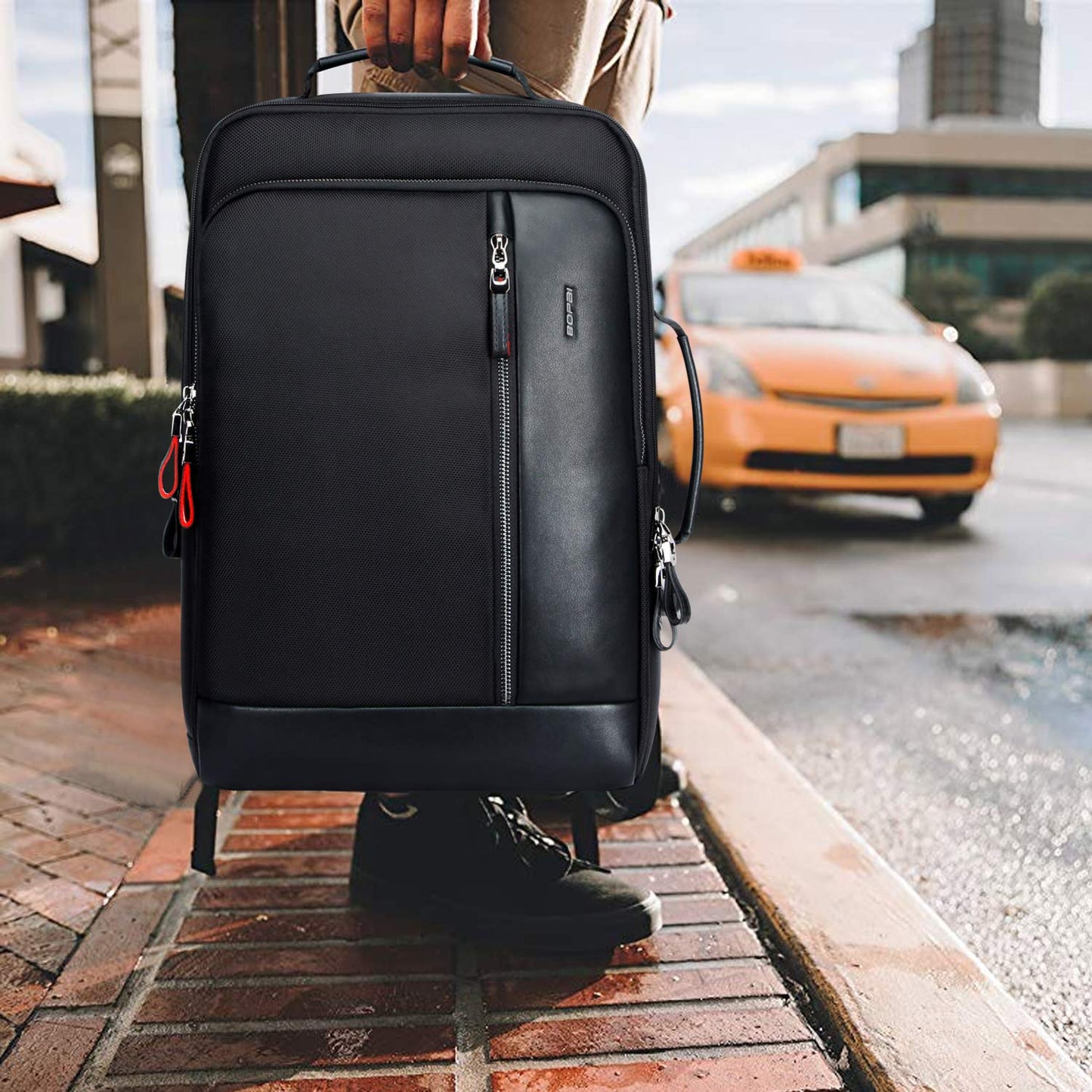 BOPai Intelligent expandable large Smart 15.6 inch Backpack Travel Friendly Water Resistant Anti-Theft Laptop Rucksack with USB Charging Business Laptop Backpack Men Black Multi-Functional