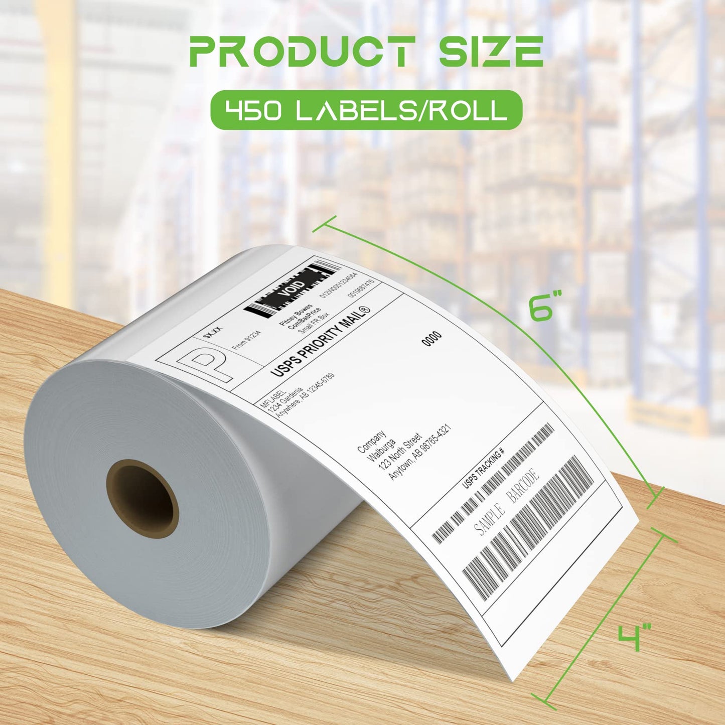 MFLABEL 4x6 Direct Thermal Shipping Labels - 12 Rolls of 450 Labels/Roll, Compatible with Zebra 2844/ZP450/ZP500/ZP505, USPS/FedEx/UPS/Amazon Shipping, Smudge-Resistant & Permanent Adhesive