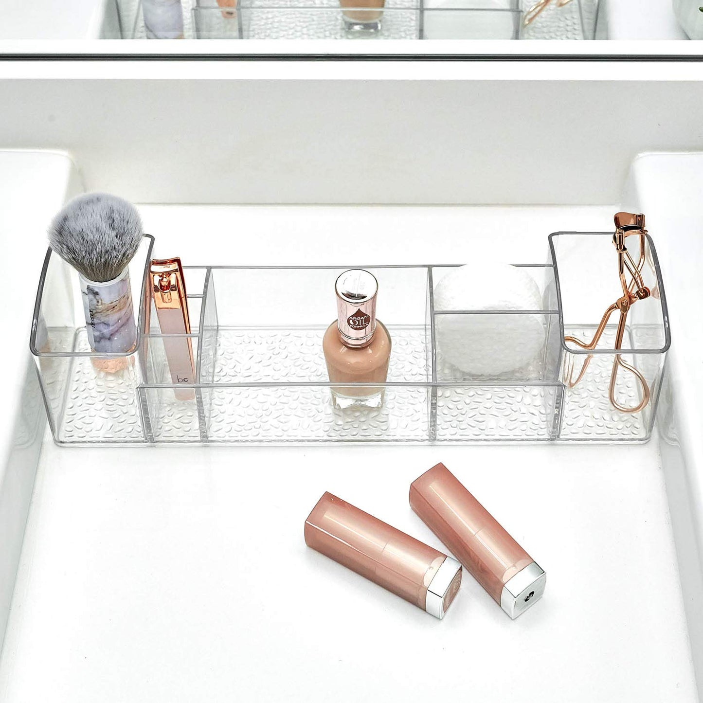 iDesign 43030 Med+ 12" Plastic Divided Vanity Medication and Bathroom Accessory, 12" x 3" x 3.5", Multi-Level Organizer