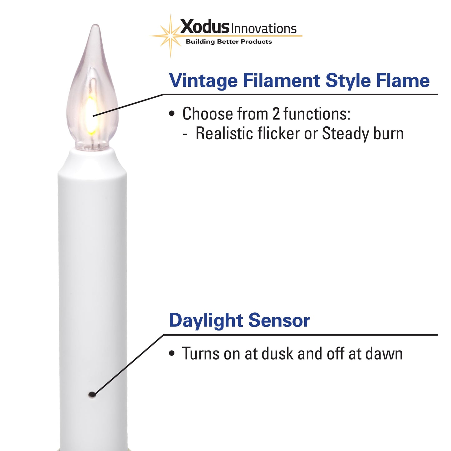 VC1820A 8.5 inch Battery Operated Vintage Filament LED Flameless Window Candle with Dusk to Dawn Timer and 3 Flame Settings, Antique Bronze/Black