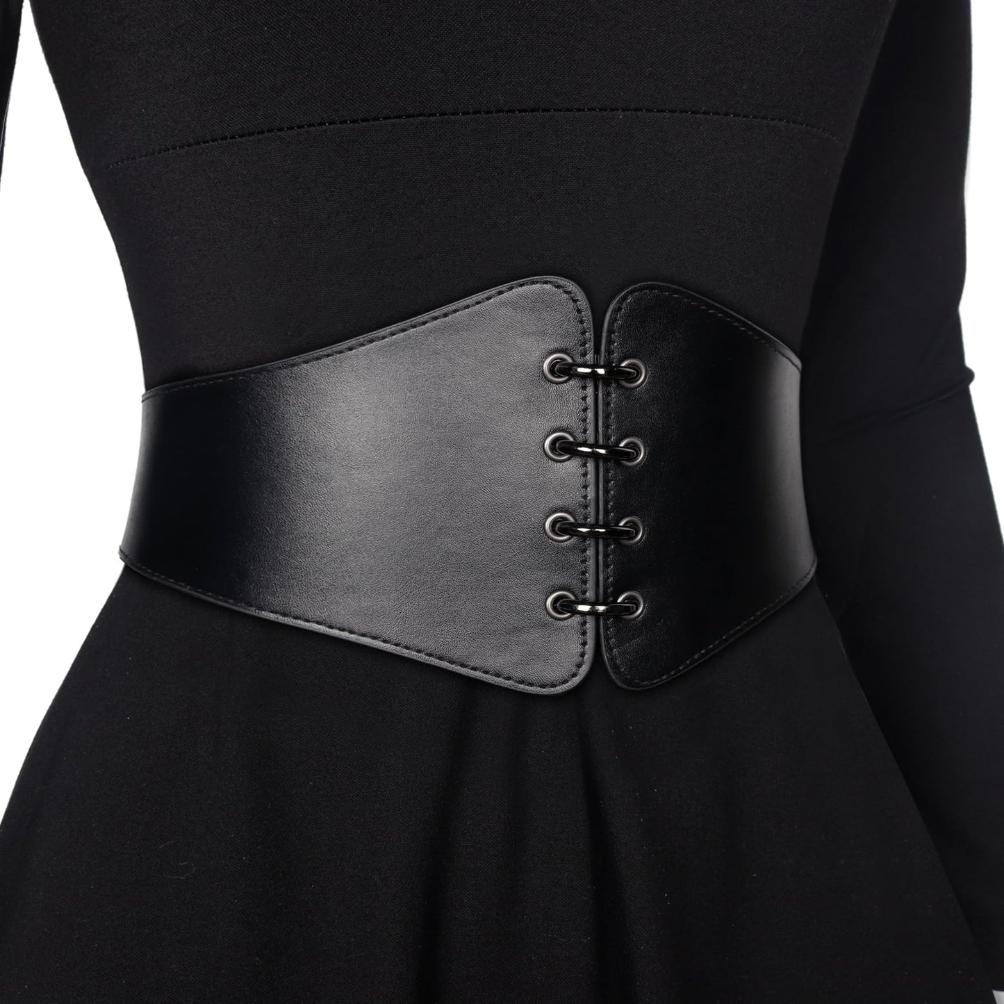 Joukavor Medieval Leather Corset Belt Renaissance Cinch Belt for Halloween Ren Faire Daily Wear (Black, L)