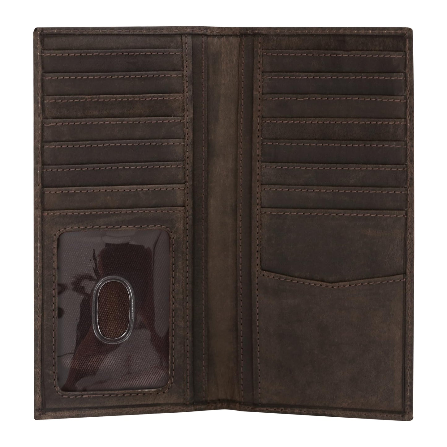 ELIZO Leather Long Wallet for Men Western Wallet Rodeo Mens Wallet Flat Bifold Wallets for Men Biker Billfold Wallet for Men Cowboy Wallet RFID Wallet for Men with Credit Card Holder
