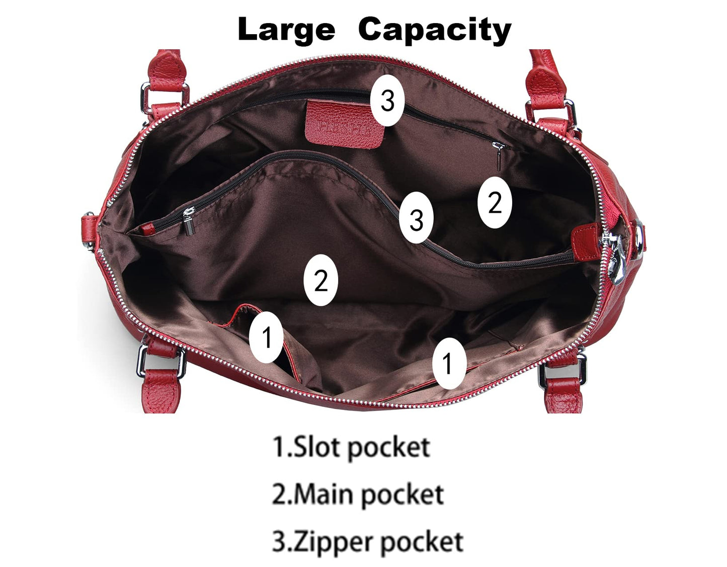 HESHE Genuine Leather Purses and Handbags for Women Tote Shoulder Bag Satchel Purse Top Handle Bags Hobo Crossbody Purse (Large,Wine)