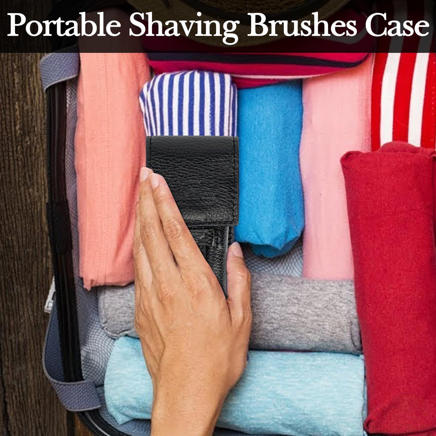 Linkidea Travel Shaving Brushes Storage Case, Portable Shaver Brush Organizer Bag, Shaving Brush Travel Holder for Standard Shave Brushes (Black)