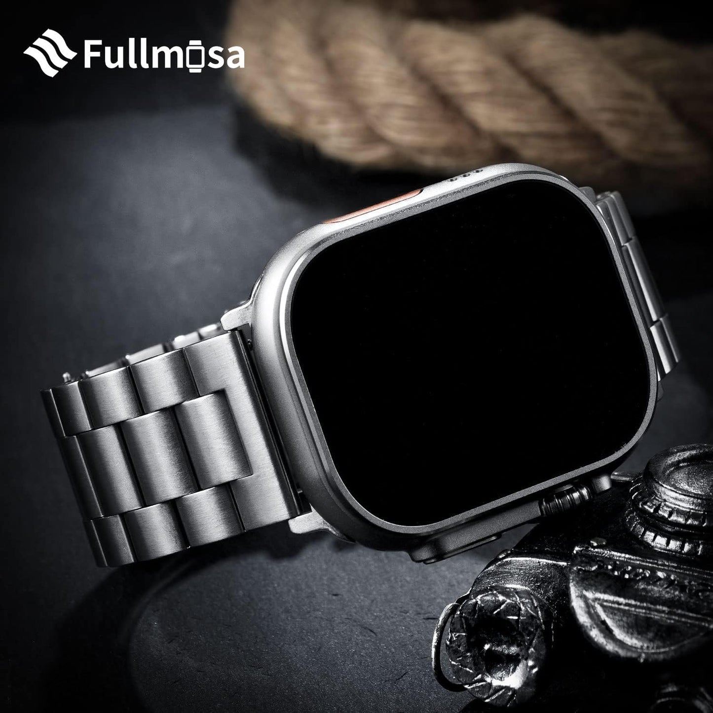 Fullmosa Metal Band Compatible with Apple Watch Bands 45mm 44mm 42mm 46mm 49mm 41mm 40mm 38mm, iWatch Band with Case for Apple Watch Series 11 10 9 8 7 6 5 4 3 2 1 SE3/2/1 Ultra3/2/1 , 42mm 44mm 45mm, Silver